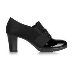 Туфли на каблуке-столбике с декоративной вставкой, черный, 92-D-652-1-39, Фотография 1