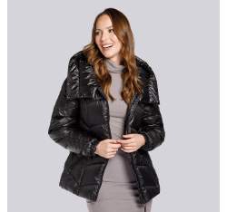 Женская нейлоновая стеганая куртка с зигзагами, черный, 93-9D-403-1-L, Фотография 1