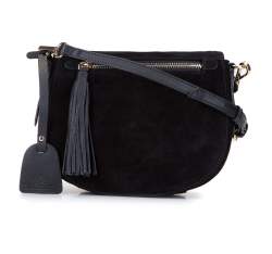 Женская сумка через плечо saddle bag из замши, черный, 92-4E-206-1, Фотография 1
