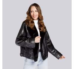 Женская  кожаная куртка-пилот из кожи и искусственного меха, черный, 93-09-802-1-XL, Фотография 1