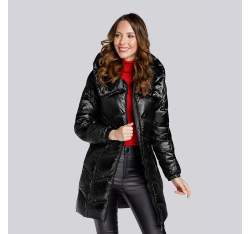 Женская стеганая длинная куртка, черный, 93-9D-404-1-2XL, Фотография 1