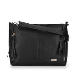 Женская сумка через плечо в стиле бохо с кисточками, черный, 94-4Y-007-1, Фотография 1