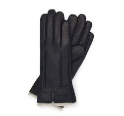Женские кожаные перчатки с шерстяной подкладкой, черный, 44-6-511-1-S, Фотография 1