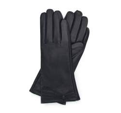 Женские кожаные перчатки с вышивкой, черный, 39-6L-224-1-V, Фотография 1