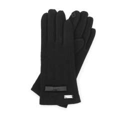 Женские перчатки с небольшим бантом, черный, 47-6-202-1-S, Фотография 1