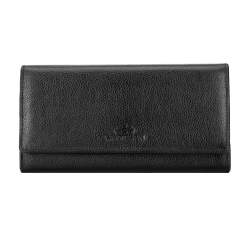 Женский кожаный кошелек с карманом на молнии, черный, 21-1-052-10L, Фотография 1