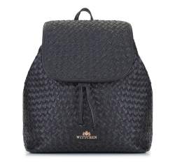 Женский плетеный кожаный рюкзак, черный, 92-4E-902-1, Фотография 1