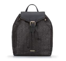 Женский рюкзак мешок с плетением, черный, 94-4Y-216-1, Фотография 1