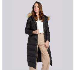 Женское стеганое пальто с резинкой на талии, черный, 93-9D-400-1-XL, Фотография 1