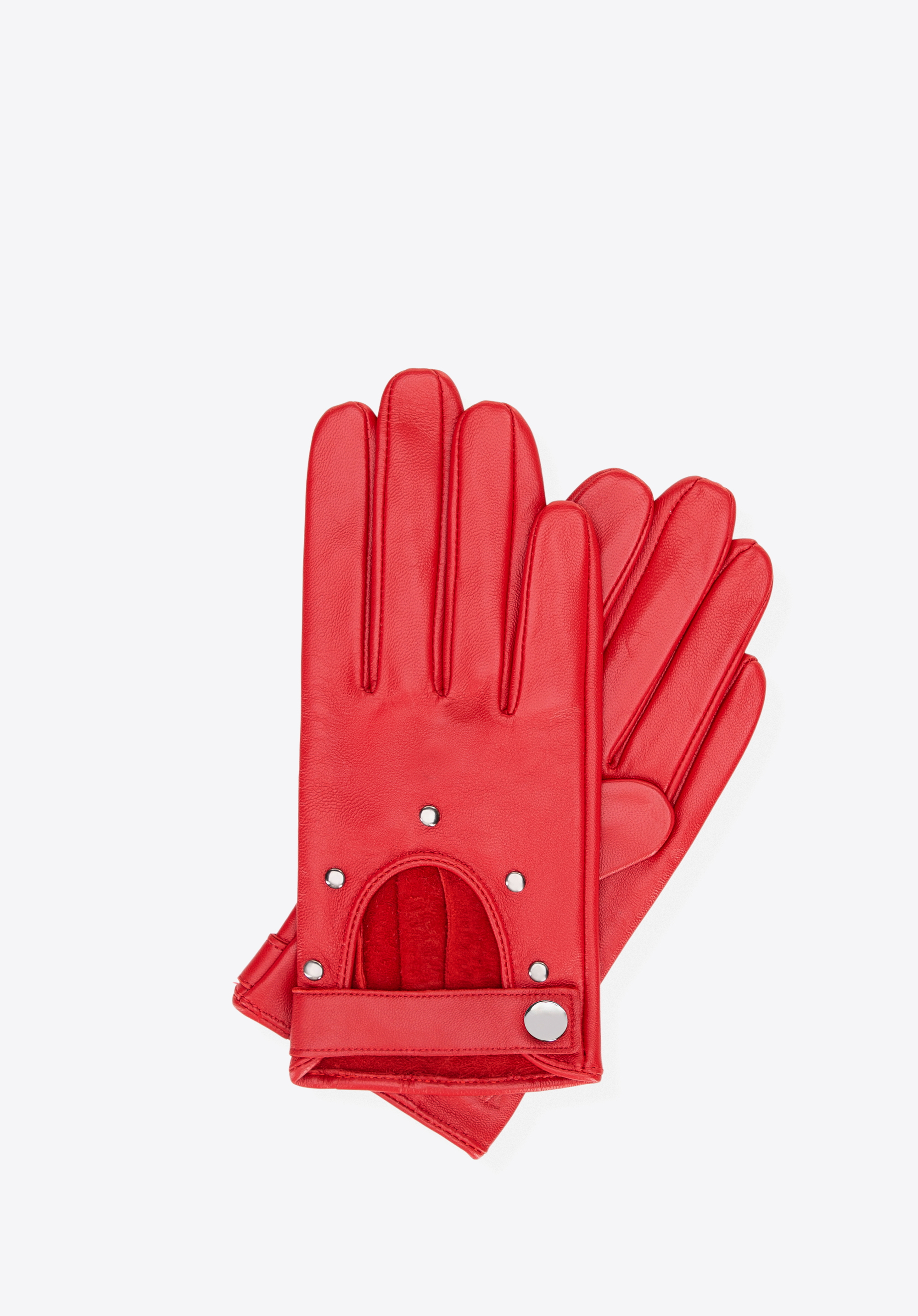 Жіночі шкіряні рукавички для водіння з шипами, червоний, 46-6L-200-3-S, Фото 1