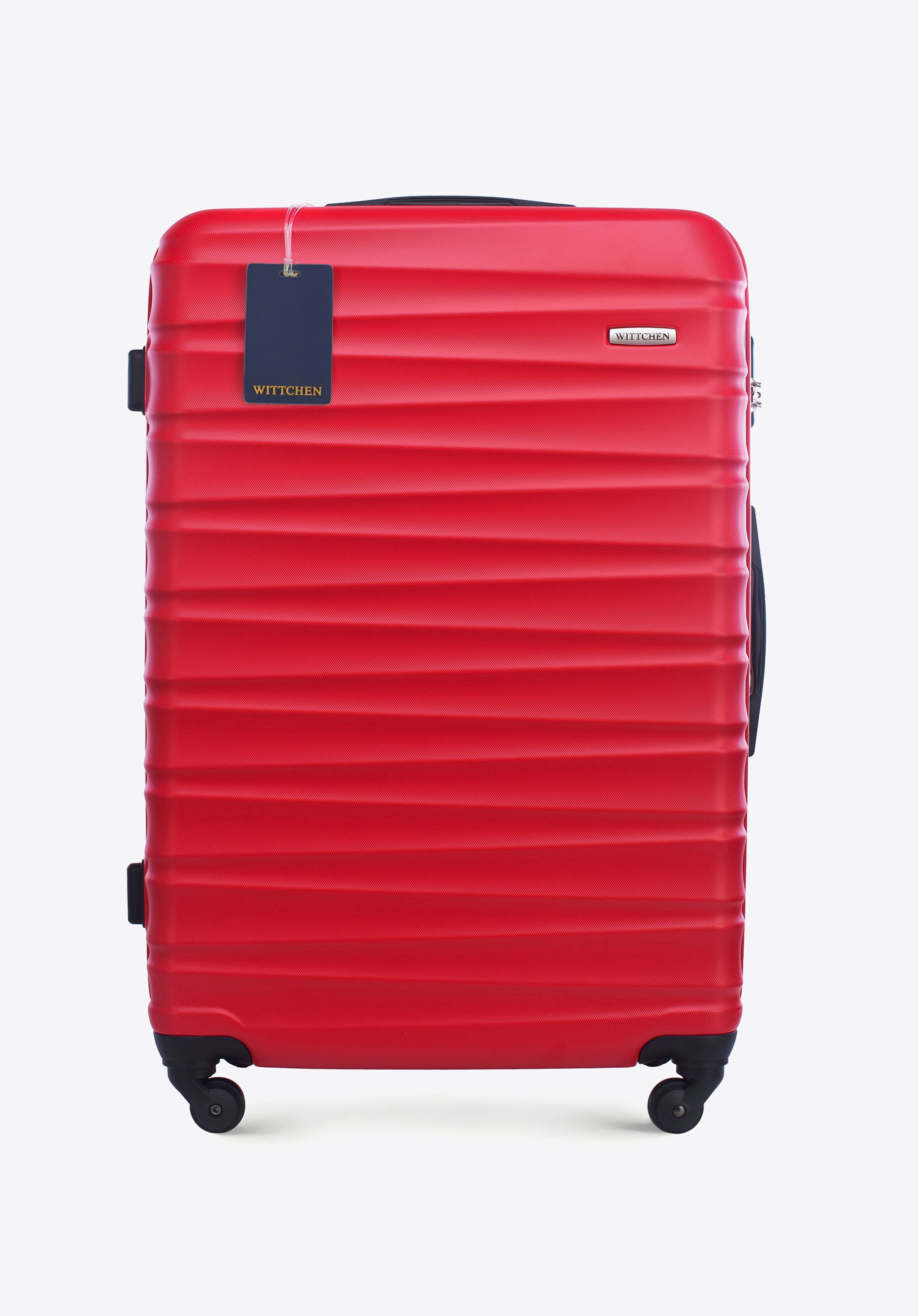 Велика валіза з ABS-пластику та багажна бирка з логотипом, червоний, 56-3A-313-35Z6, Фото 1