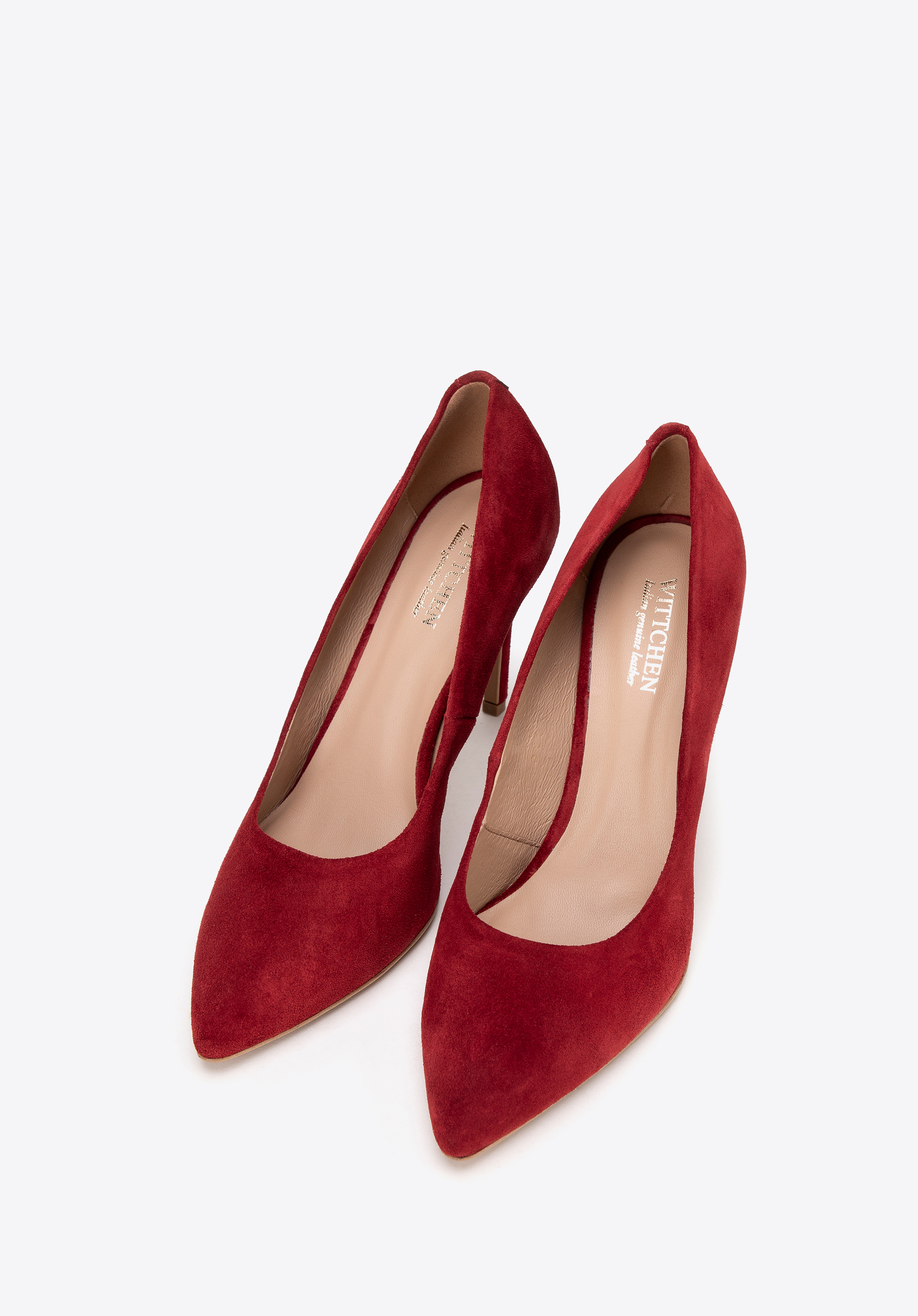 Класичні замшеві шкіряні туфлі на шпильці, червоний, BD-B-803-3-39, Фото 1