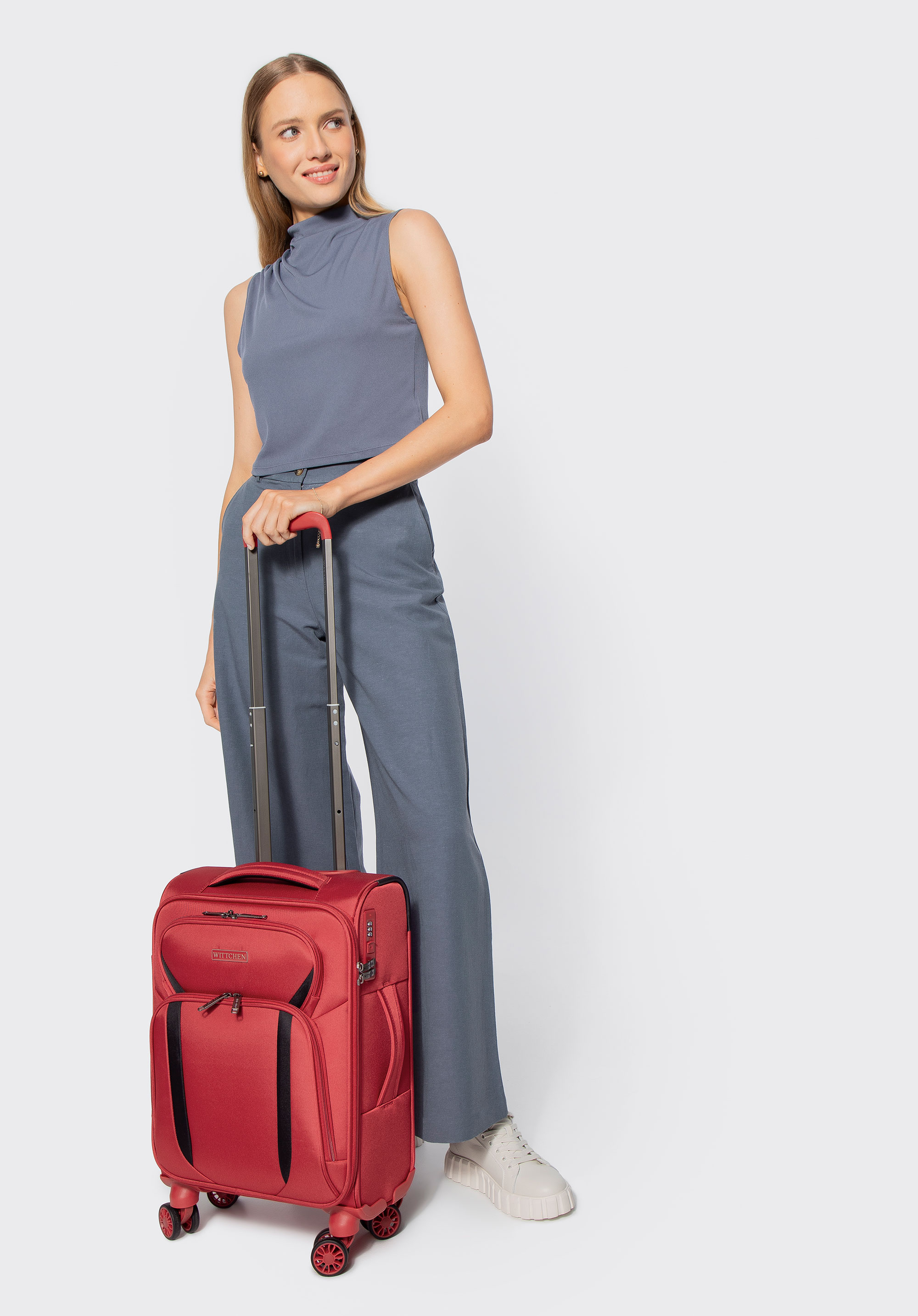 М''яка двоколірна маленька валіза, червоно-чорний, 56-3S-181-30, Фото 1