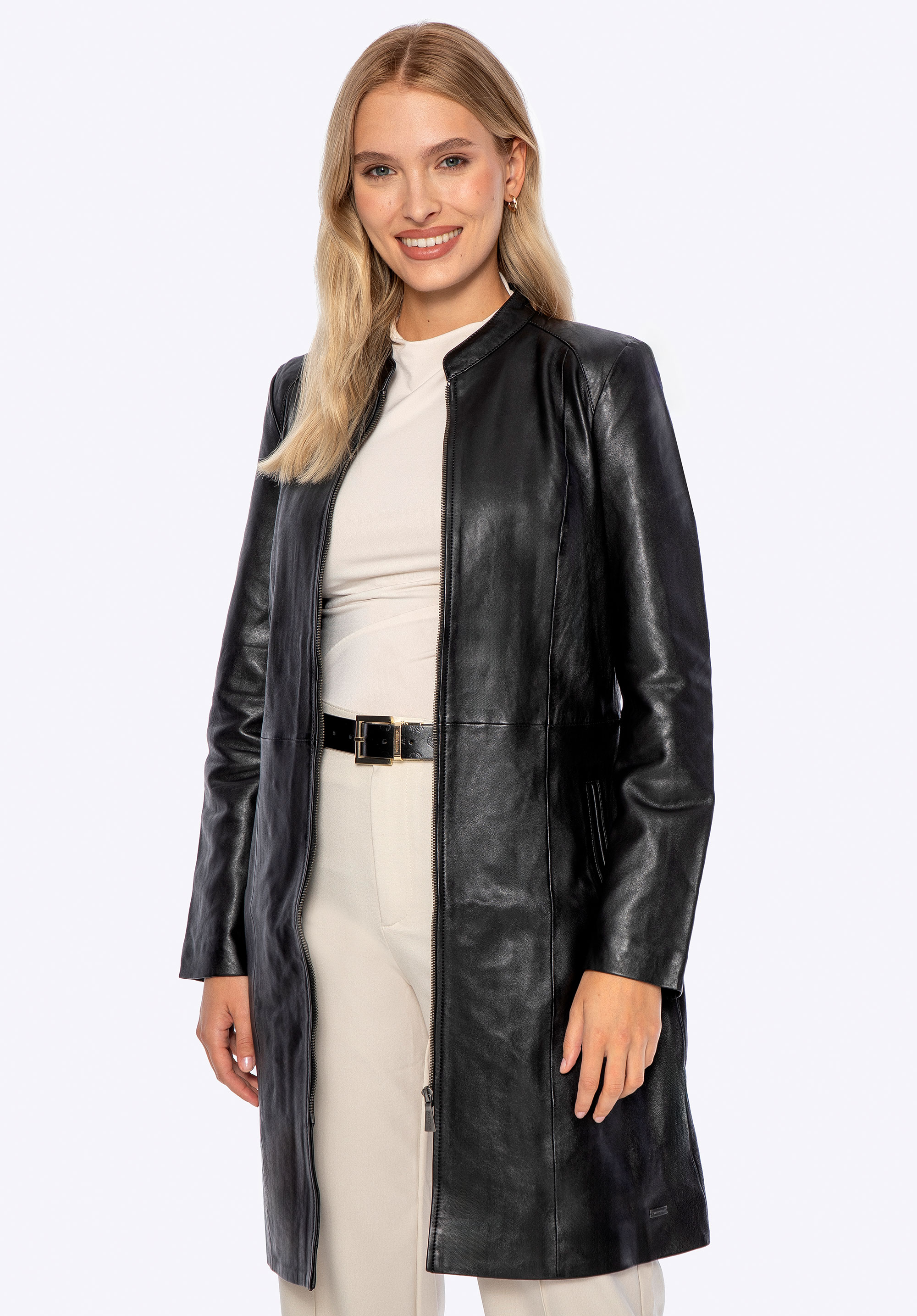 Пальто з натуральної овечої шкіри чорне