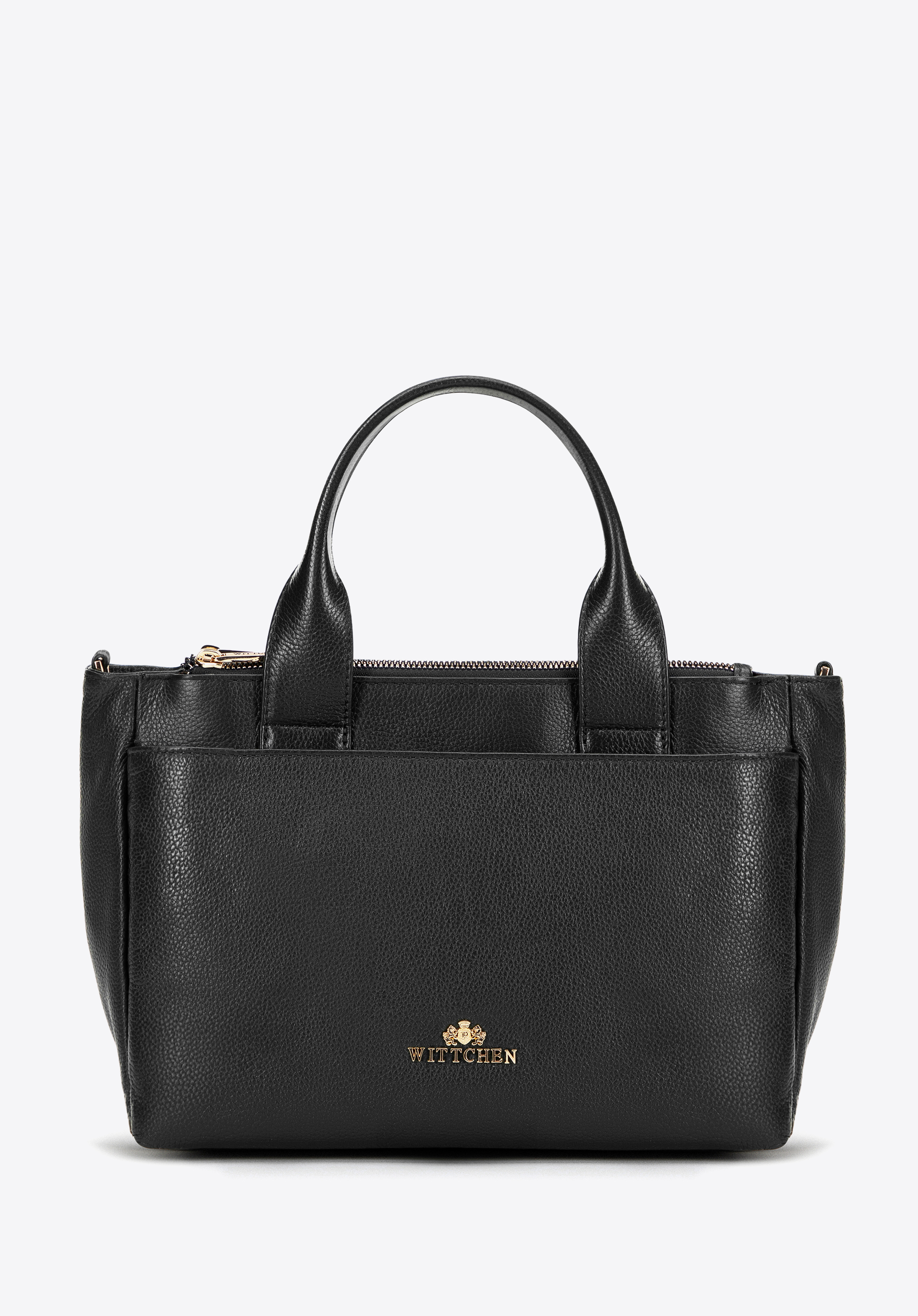 Жіноча шкіряна сумка-тоут зі знімним плечовим ремінцем, чорний, 101-4E-806-1, Фото 1