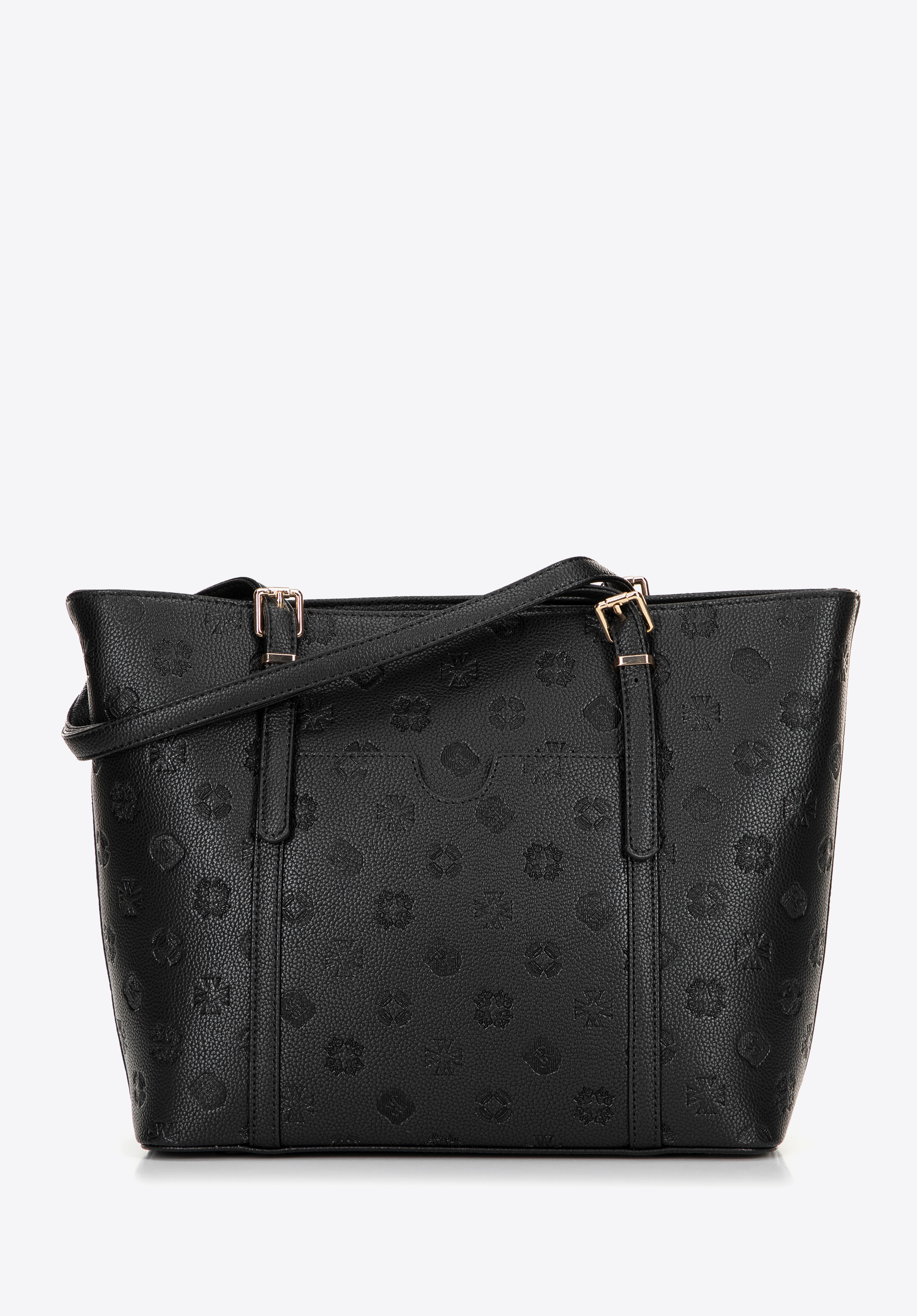 Жіноча сумка-шопер з екошкіри з тисненням, чорний, 101-4Y-P05-1, Фото 1