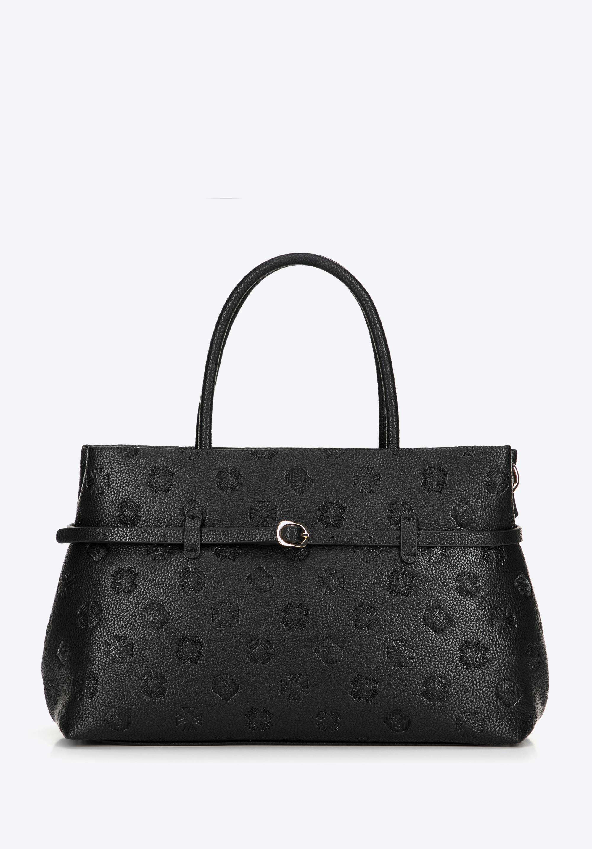 Жіноча сумка з екошкіри з тисненням, чорний, 101-4Y-P11-1, Фото 1