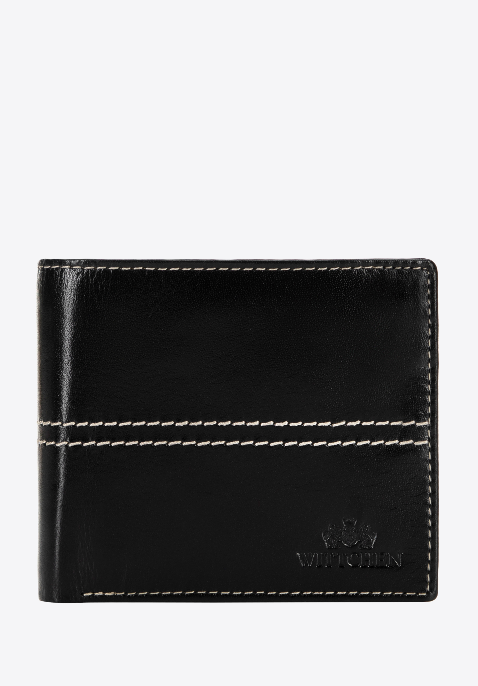 Чоловічий шкіряний гаманець з прострочкою, чорний, 14-1-119-LG4, Фото 1