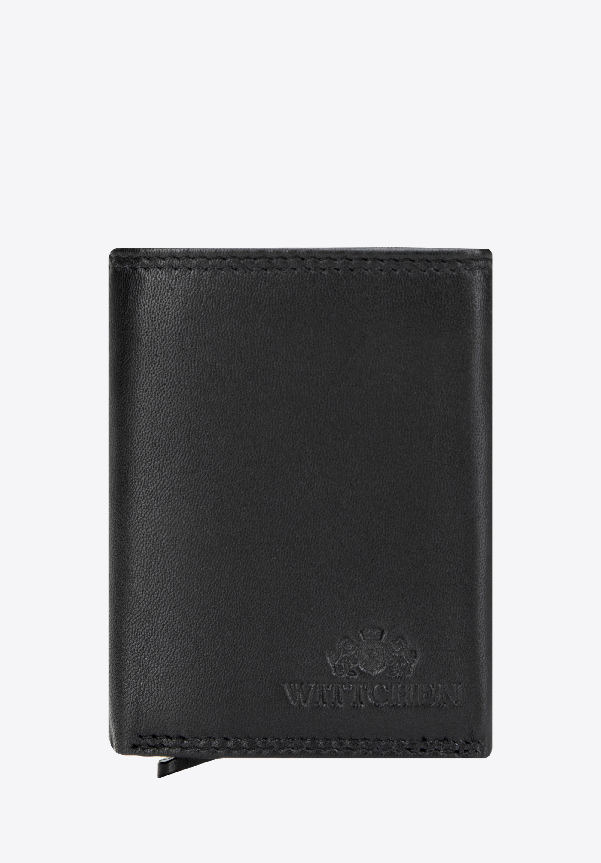 Шкіряний гаманець з висувним відділенням для карток, чорний, 14-1D-991-1, Фото 1