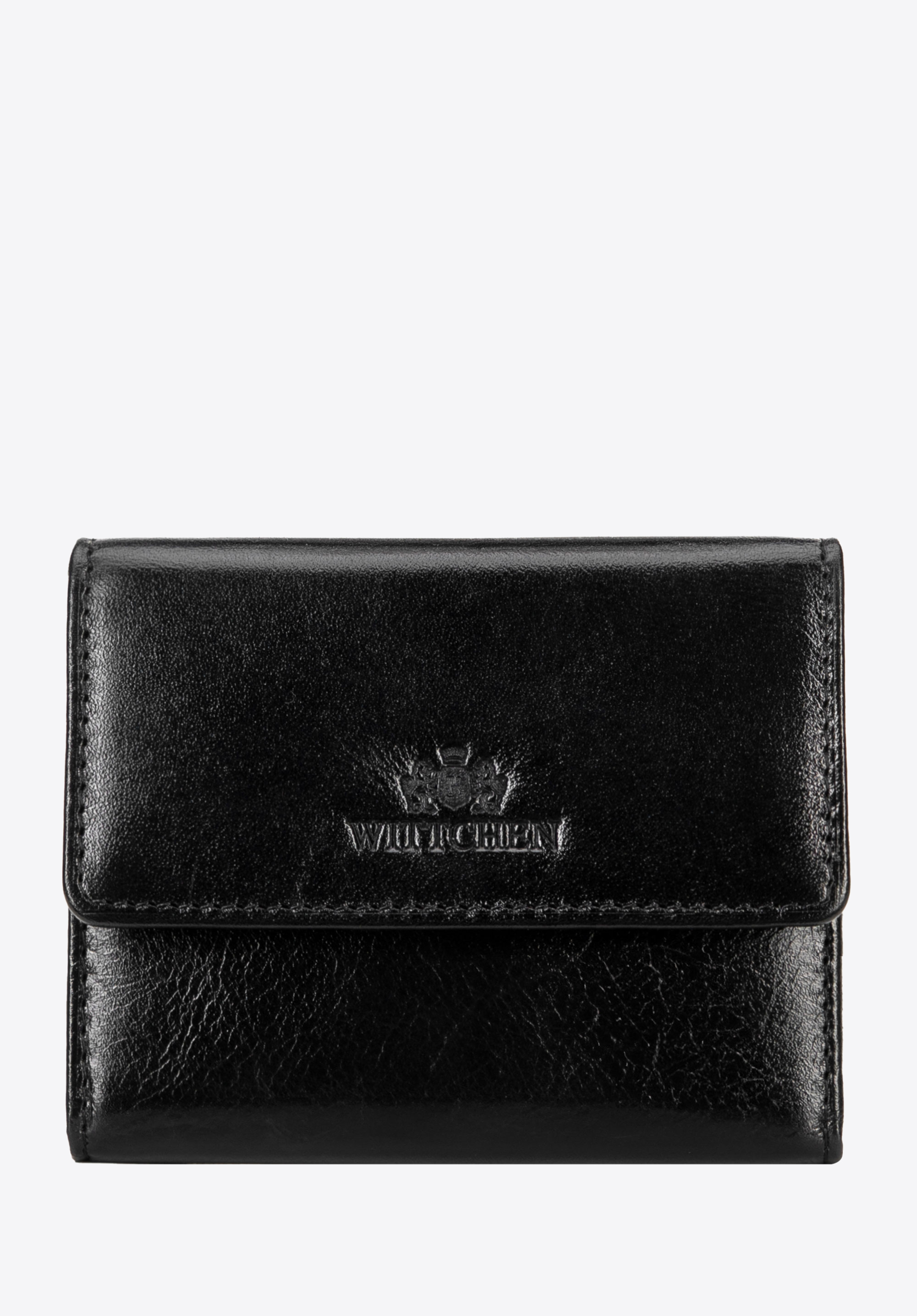 Жіночий шкіряний гаманець із застібкою-кнопкою, чорний, 21-1-034-L10, Фото 1