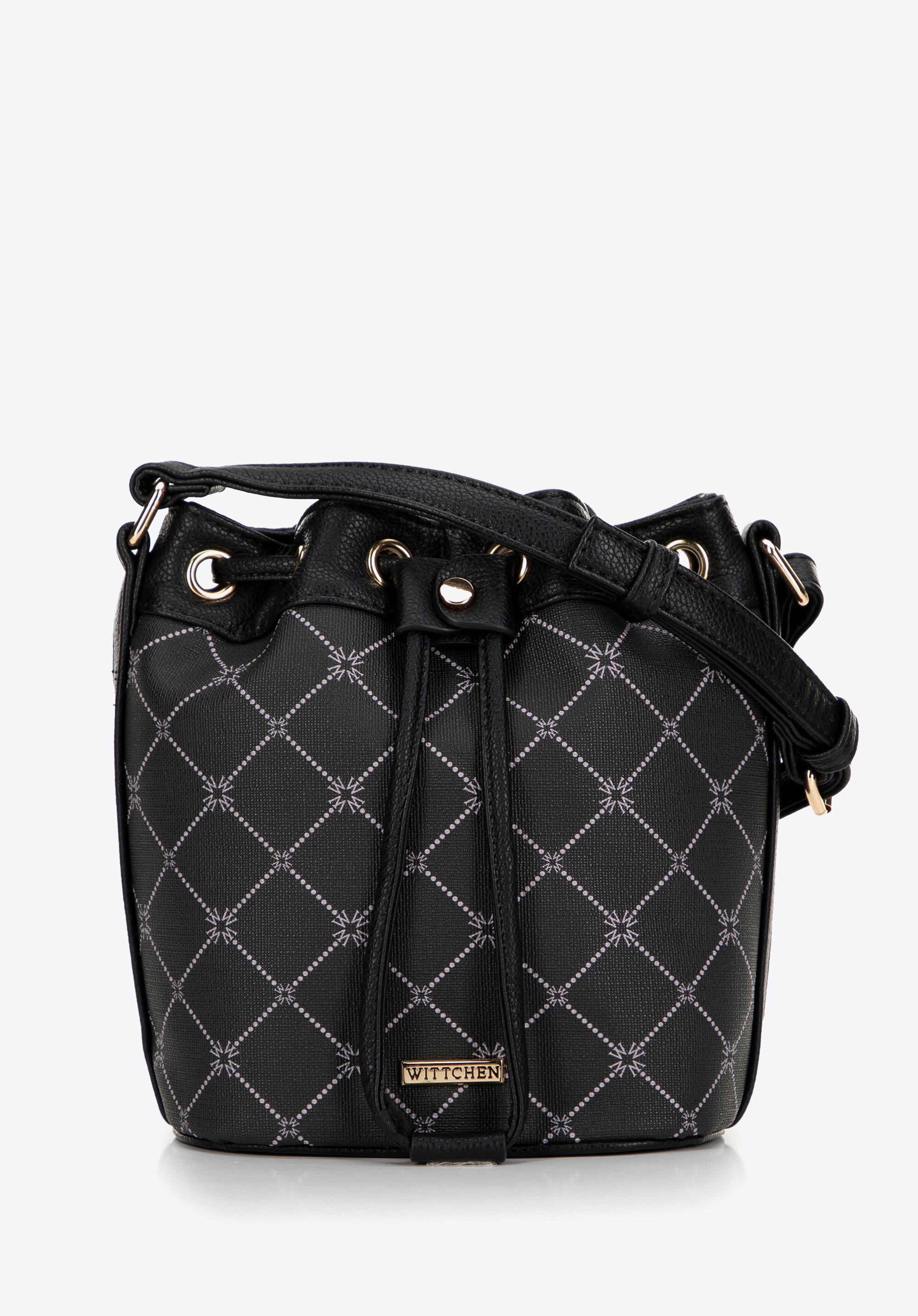 Сумка-хобо з екошкіри з монограмою, чорний, 99-4Y-504-1, Фото 1