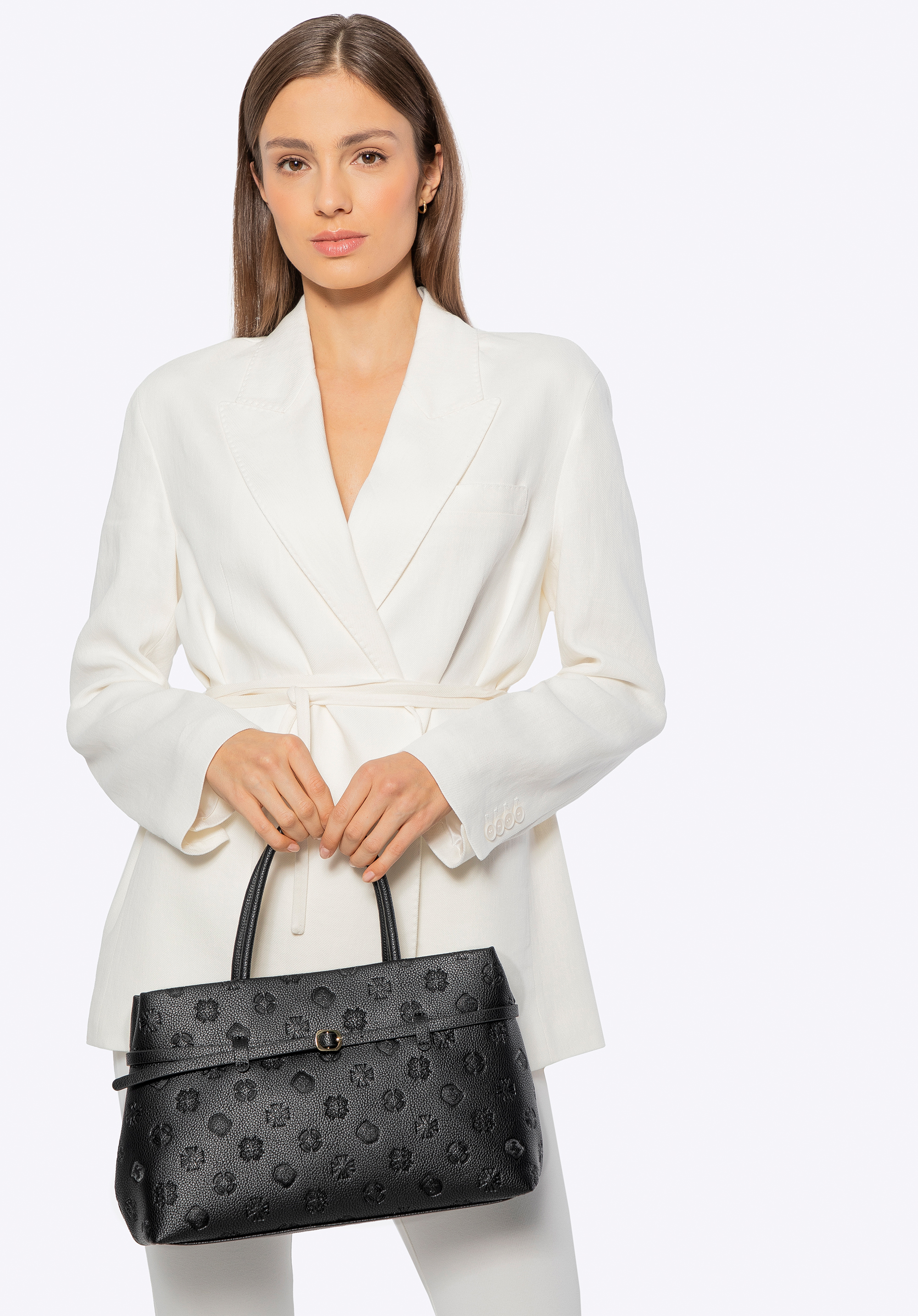 Жіноча сумка з екошкіри з тисненням, чорний, 101-4Y-P11-1, Фото 1