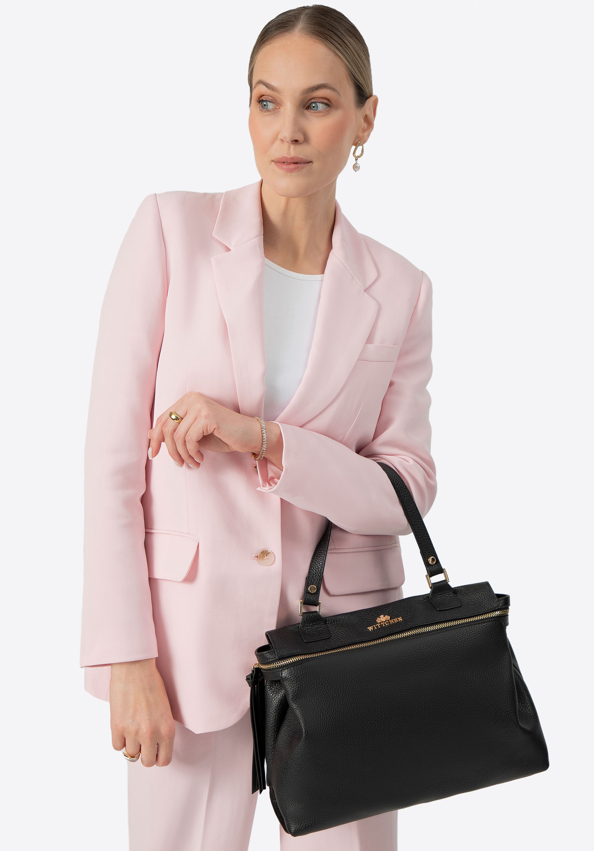 Жіноча сумка з натуральної зернистої шкіри, чорний, 100-4E-801-1, Фото 1