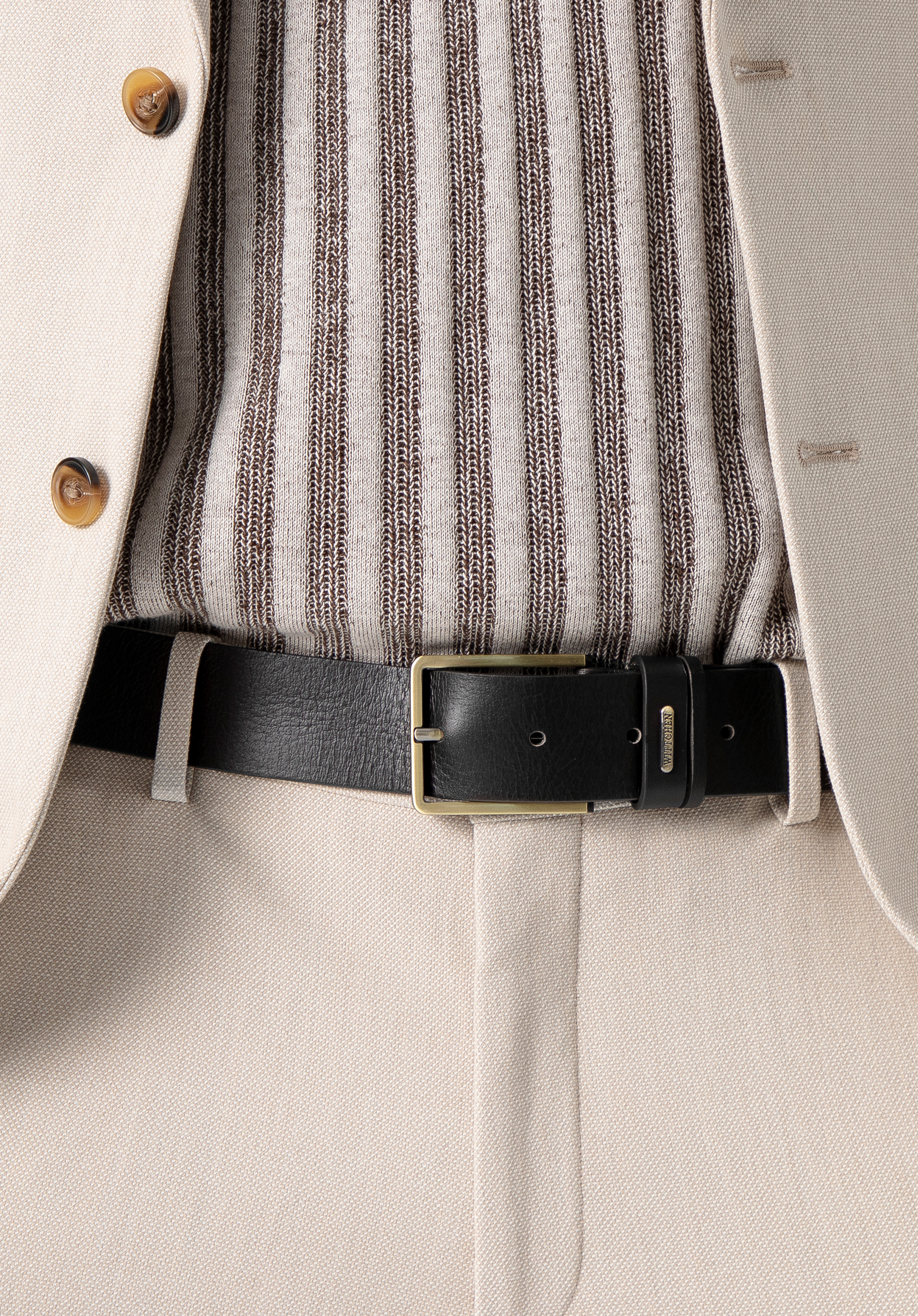 Шкіряний ремінь з широкою пряжкою, чорний, 100-8M-913-1-11, Фото 1