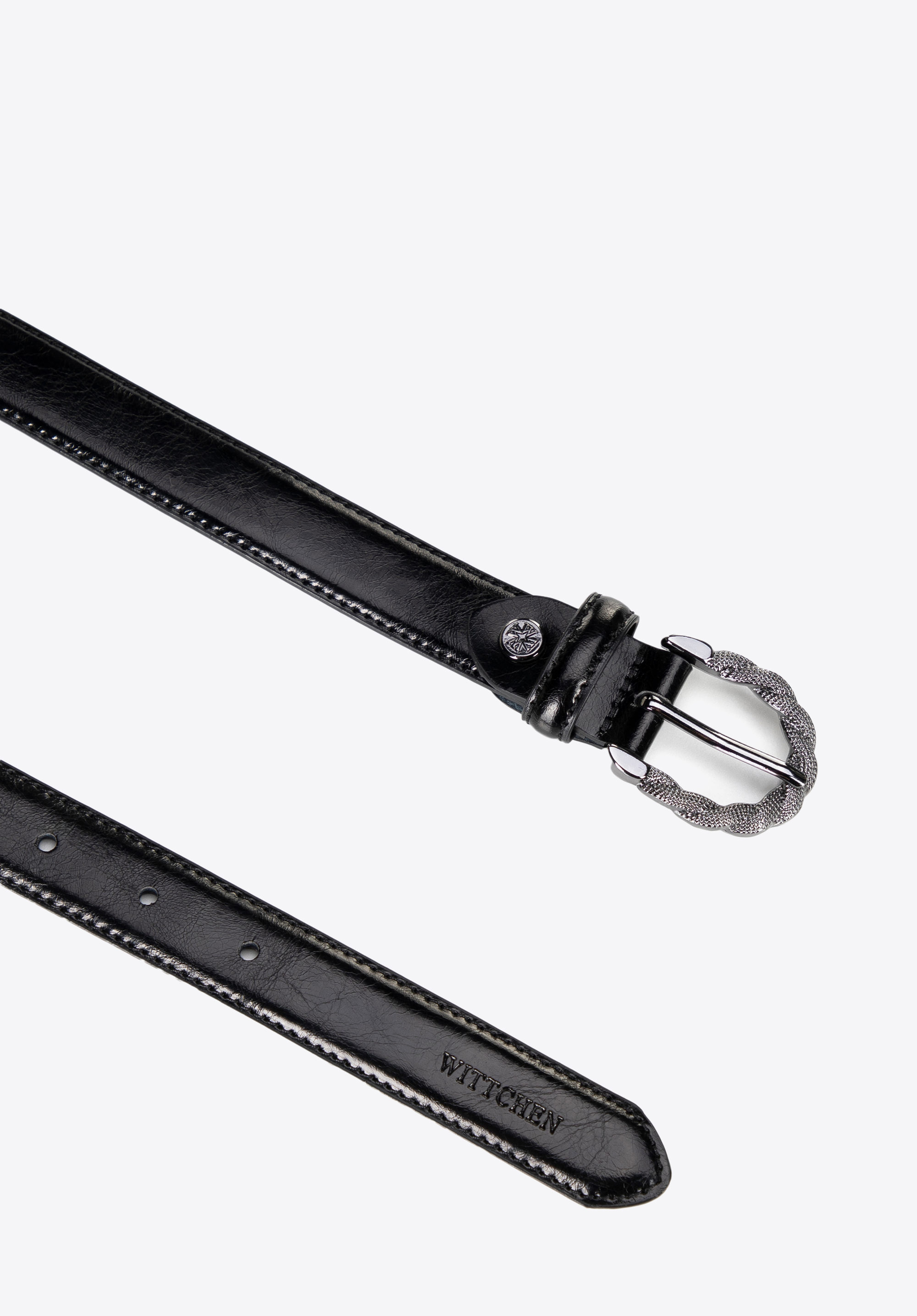 Жіночий тонкий шкіряний ремінь, чорний, 101-8D-205-1-L, Фото 1