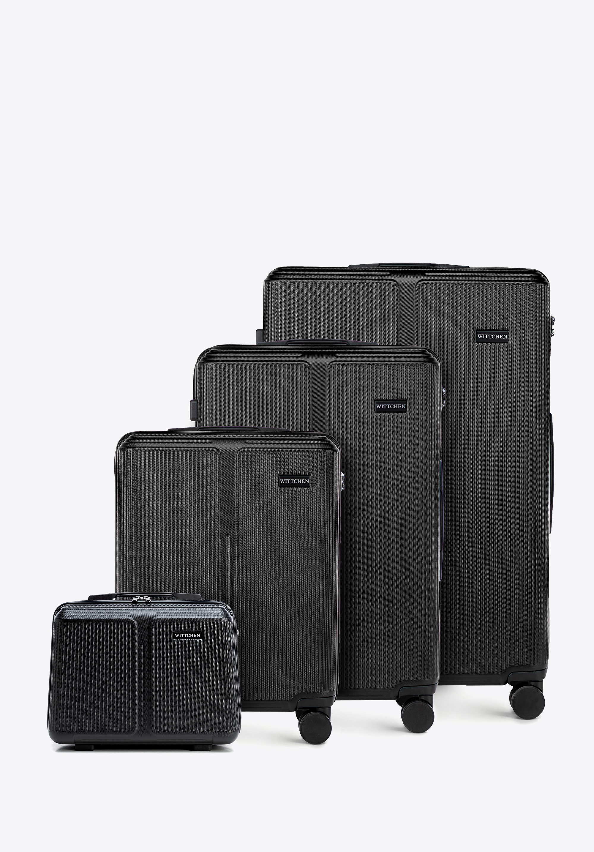 Striped ABS luggage set, чорний, 56-3A-60K-10, Фото 1