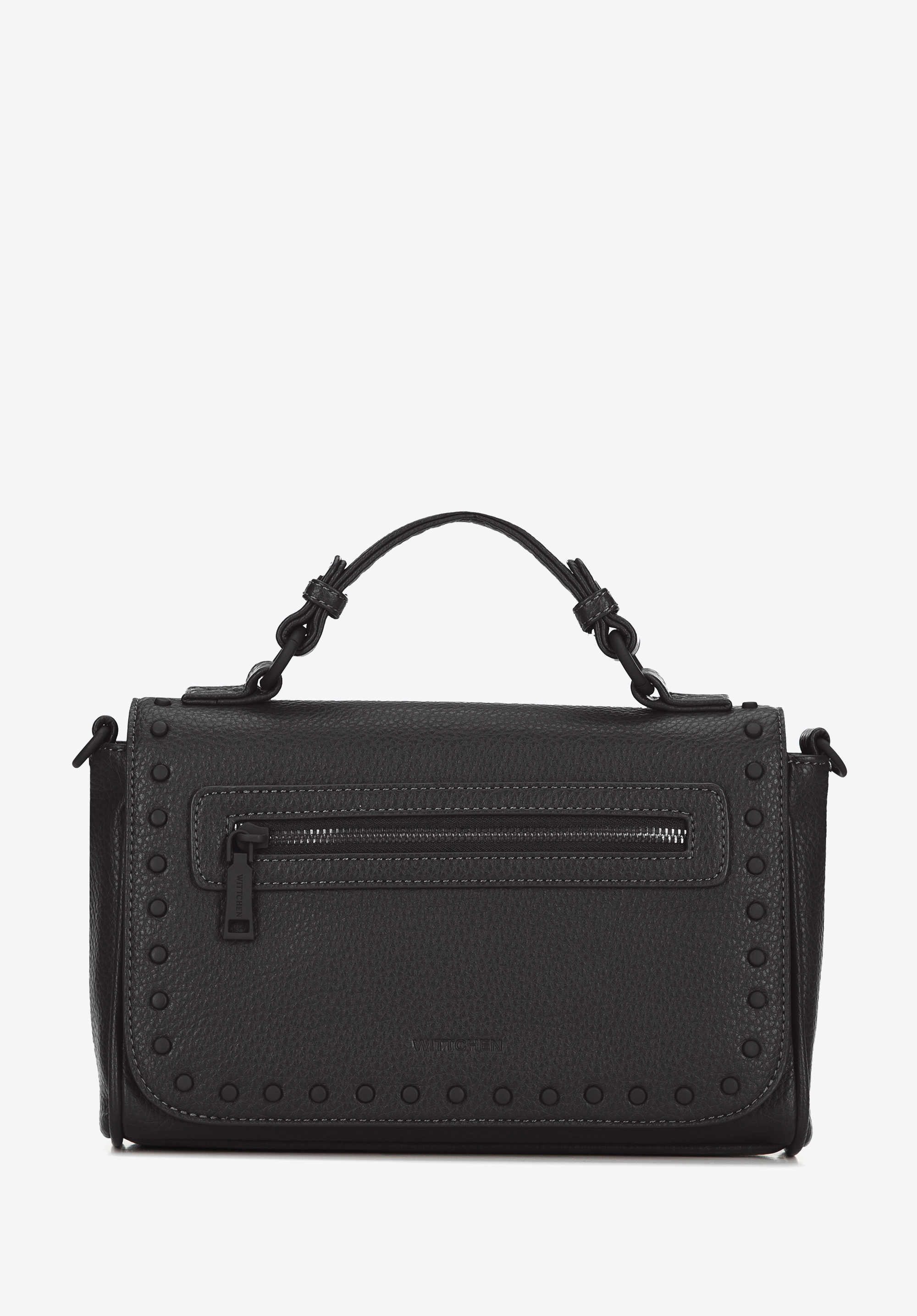 Жіноча сумка через плече зі штучної шкіри з декоративним клапаном, чорний, 101-4Y-701-9, Фото 1