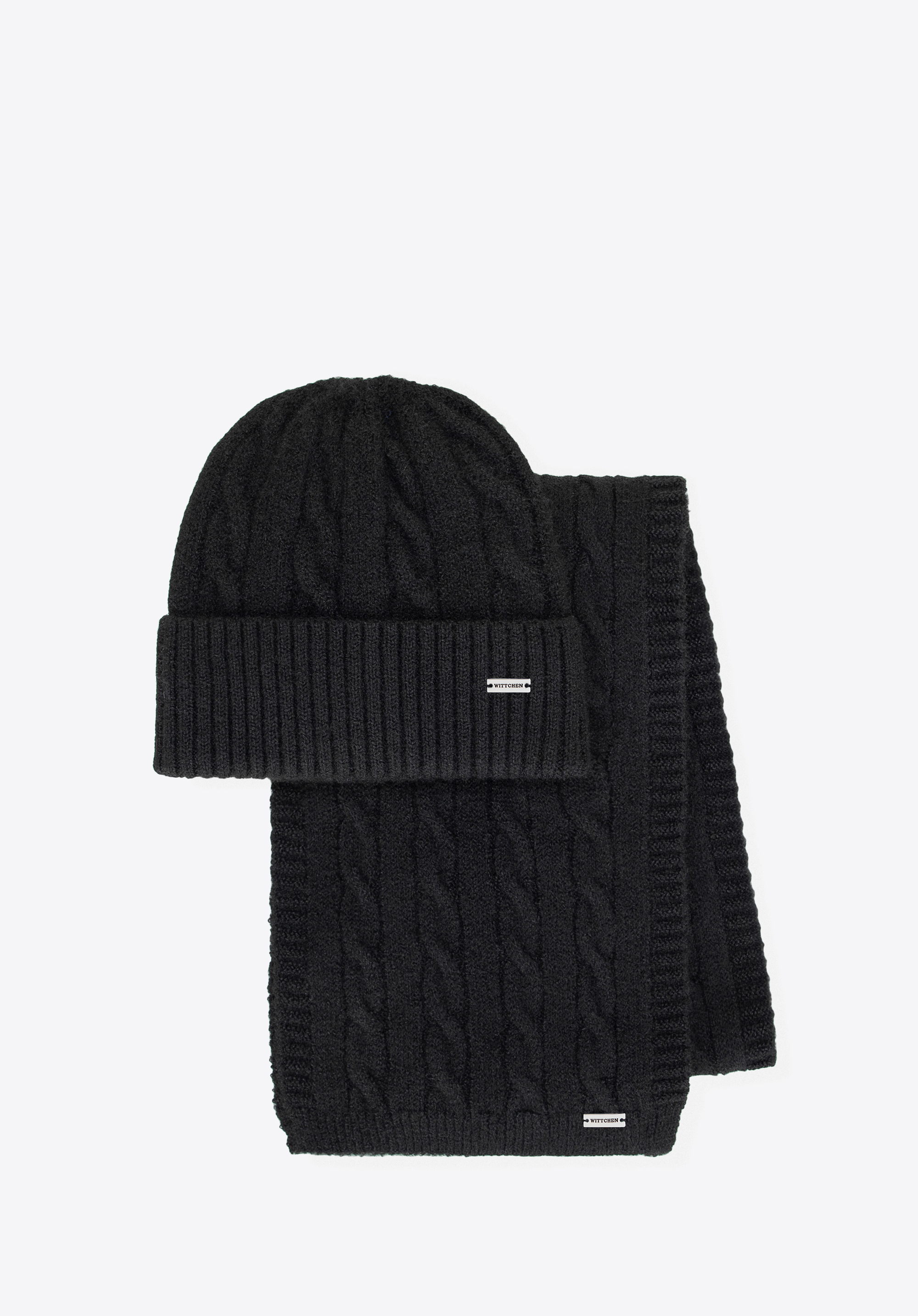 Жіночий зимовий комплект з візерунком "косичка", чорний, 101-SF-020-1, Фото 1