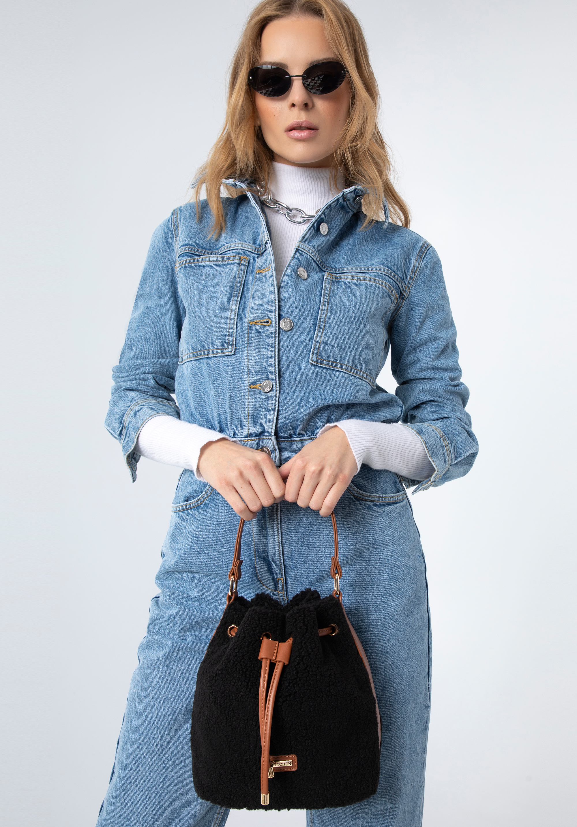 Маленька сумка зі штучного хутра, чорно-коричневий, 97-4Y-503-1, Фото 1