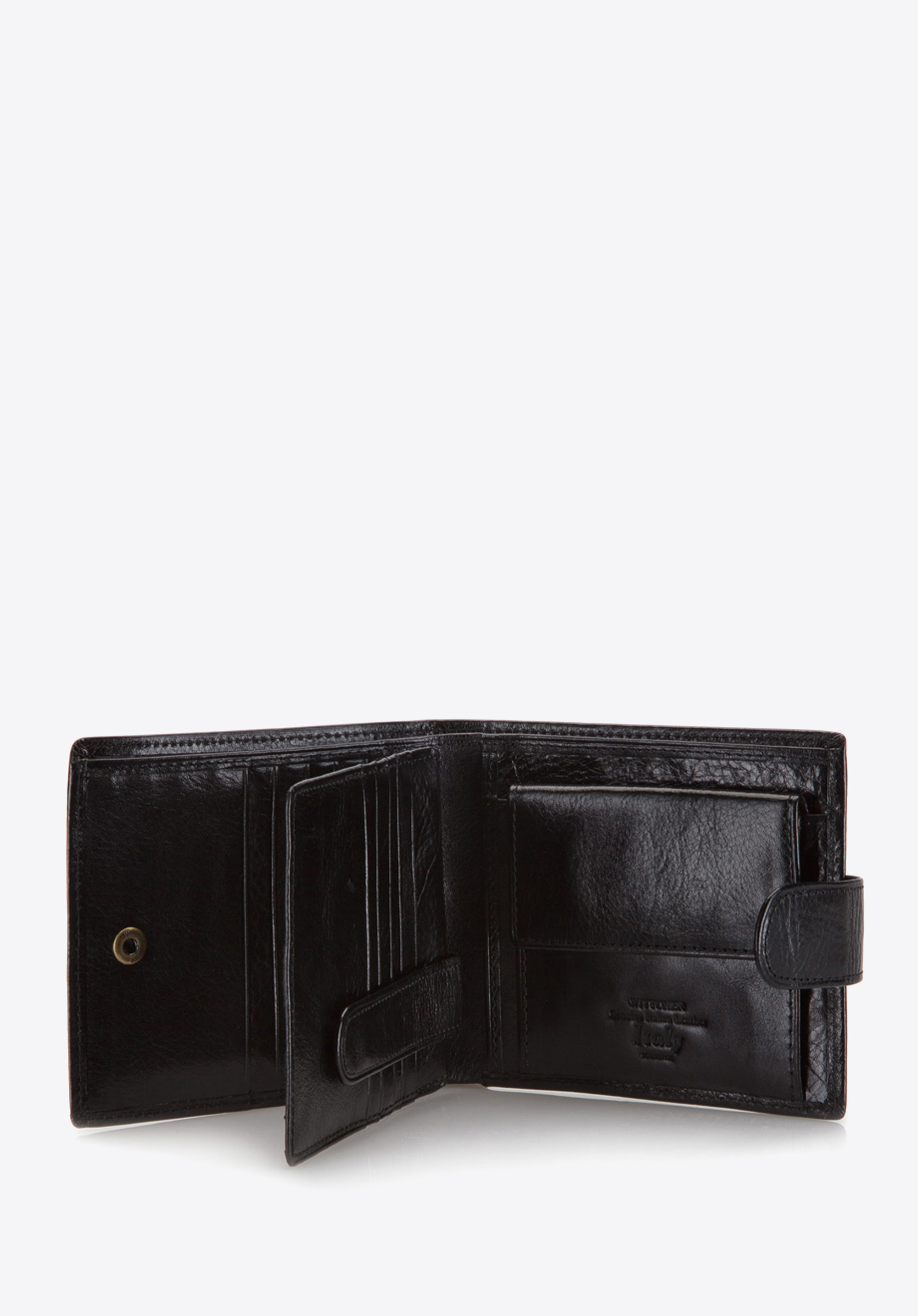 Чоловічий шкіряний гаманець із застібкою чорно-золотий