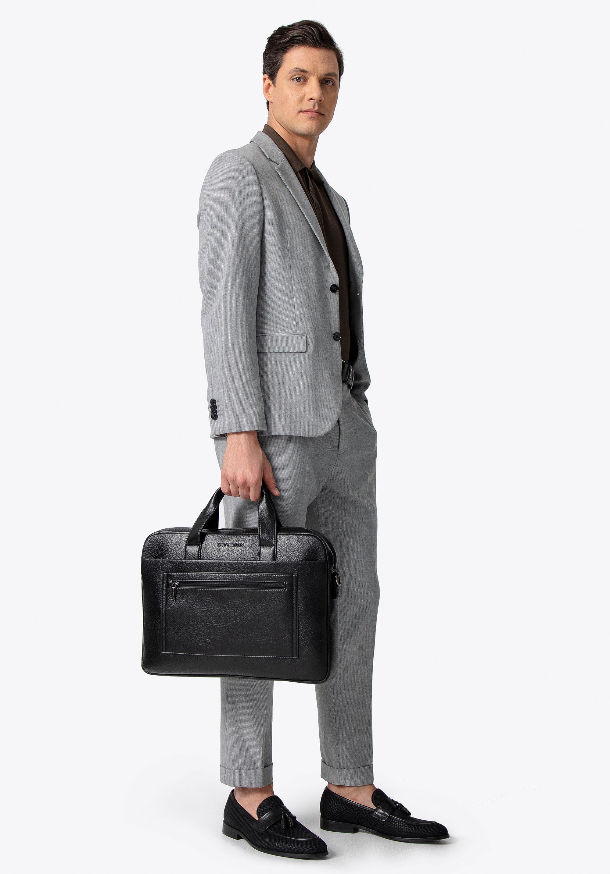 Taška na notebook 17" z imitácie kože, čierna, 100-3P-913-1, Obrázok 1