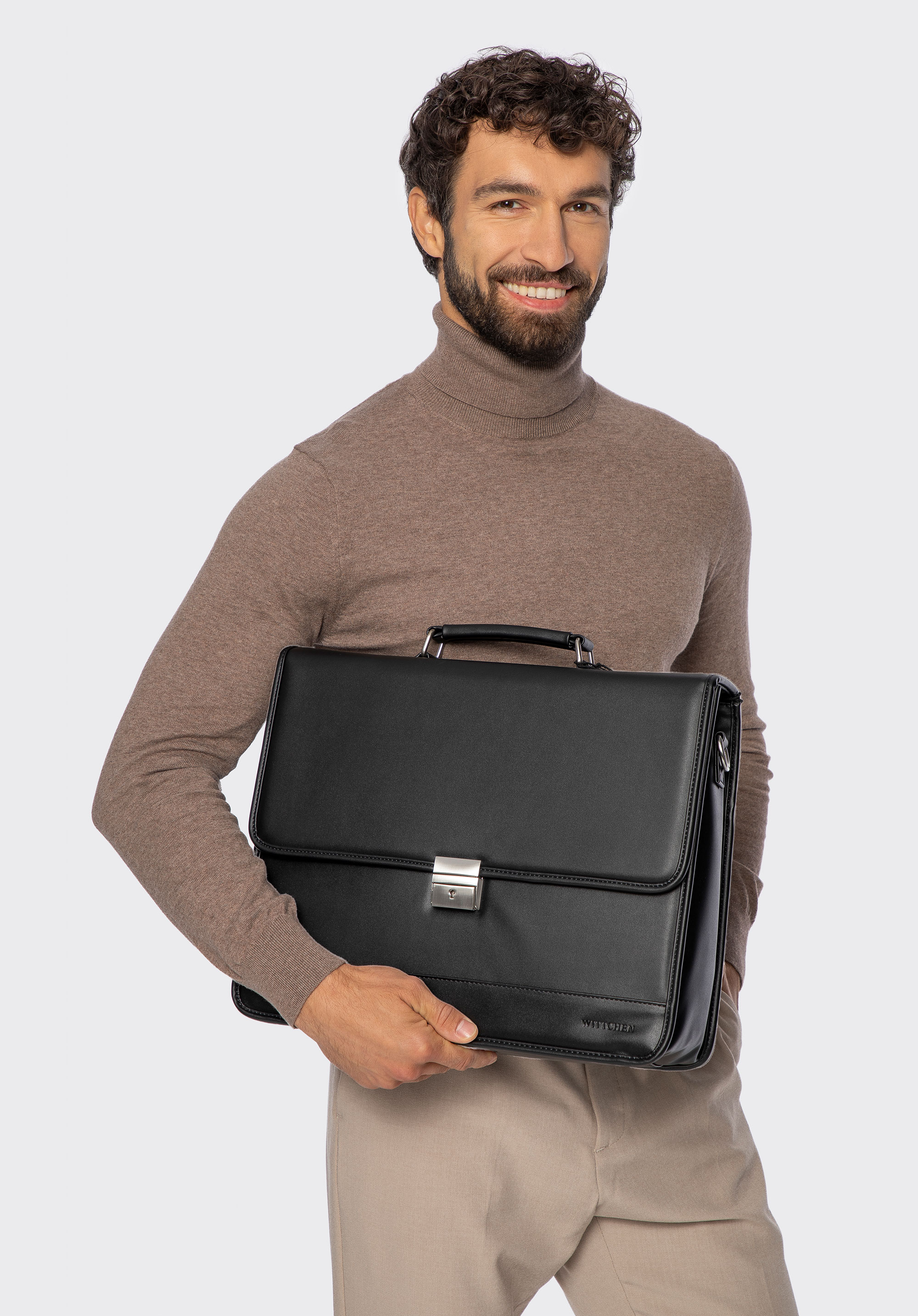 Aktovka so zámkom na kľúč v matnom prevedení, čierna, 29-3-703-1, Obrázok 1