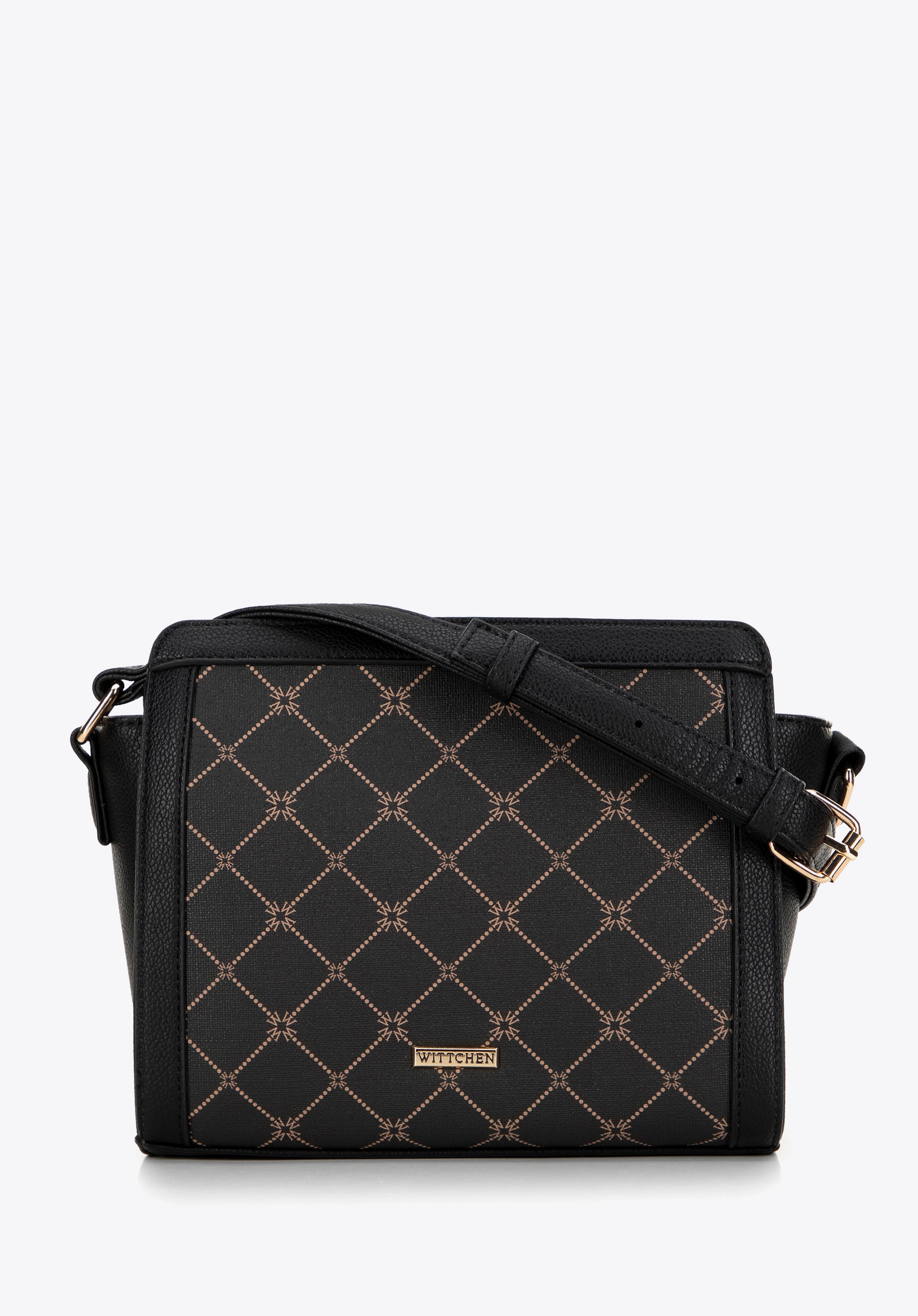 Dámska crossbody kabelka s monogramom, čierna, 99-4Y-501-1, Obrázok 1