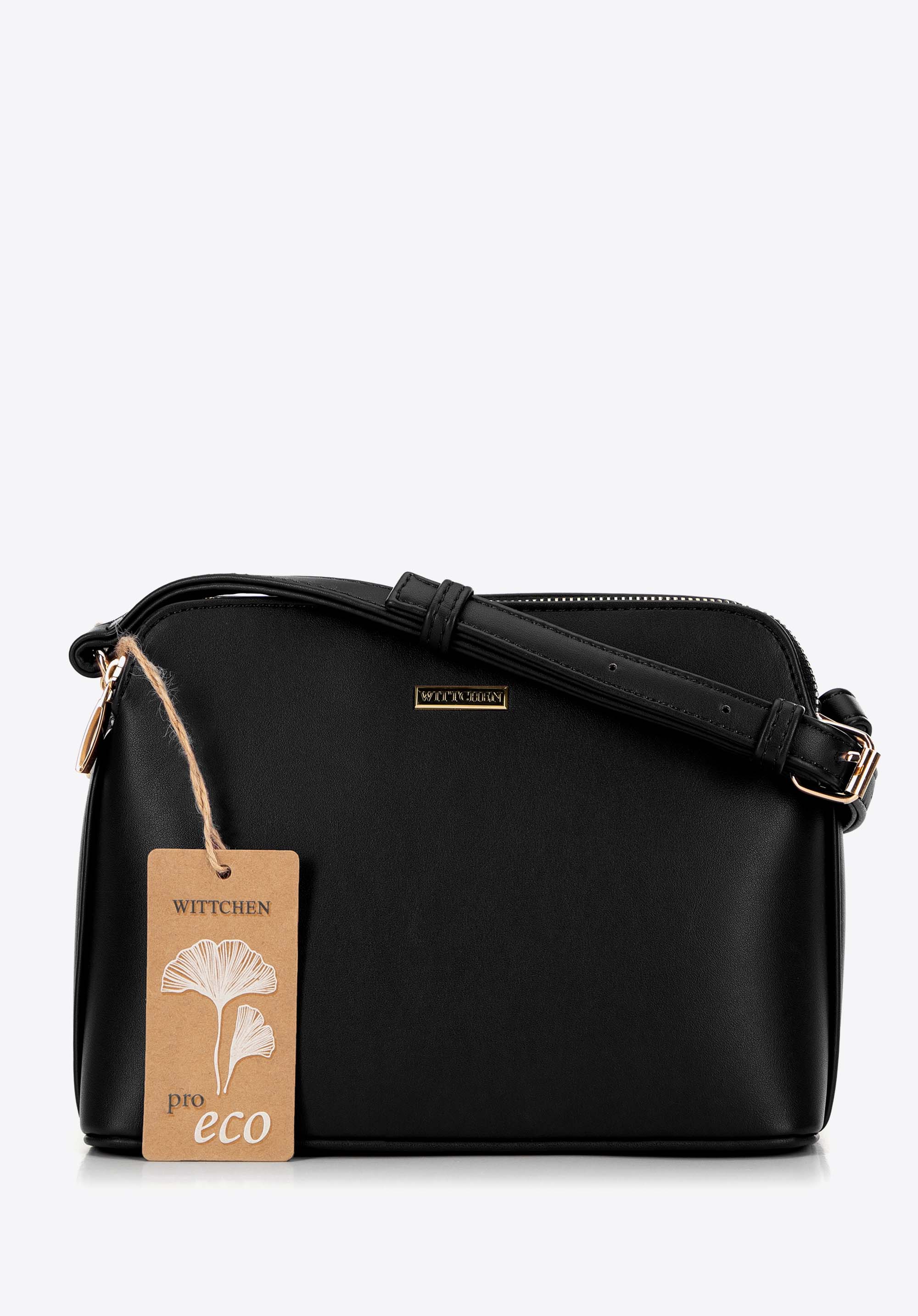 Dámska crossbody kabelka z ekokože s dvoma priehradkami, čierna, 99-4Y-213-P, Obrázok 1