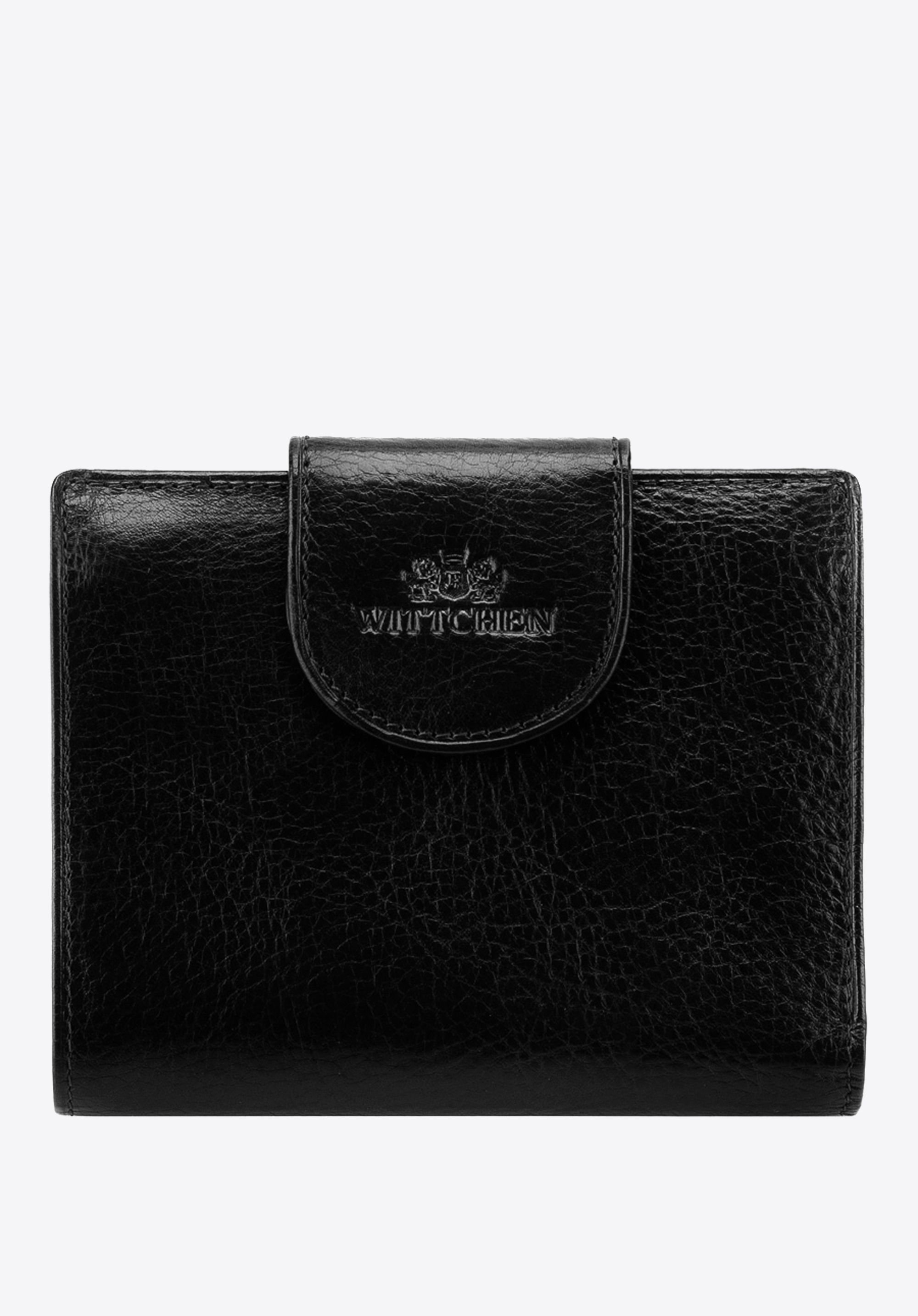 Dámska kožená peňaženka s elegantným zapínaním na patentný gombík, čierna, 21-1-362-10, Obrázok 1