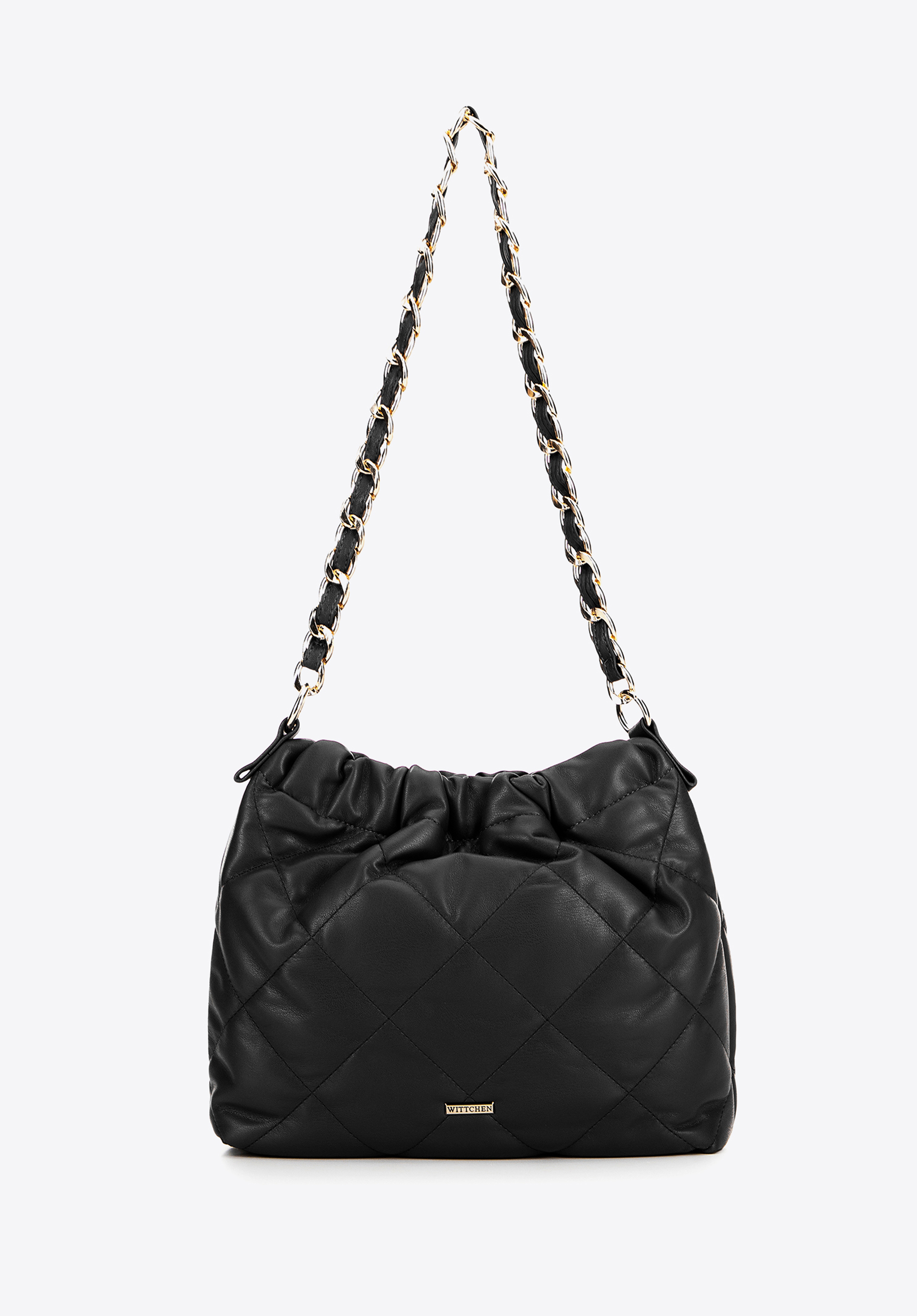 Dámska prešívaná hobo kabelka s retiazkovým popruhom cez rameno, čierna, 99-4Y-626-1, Obrázok 1