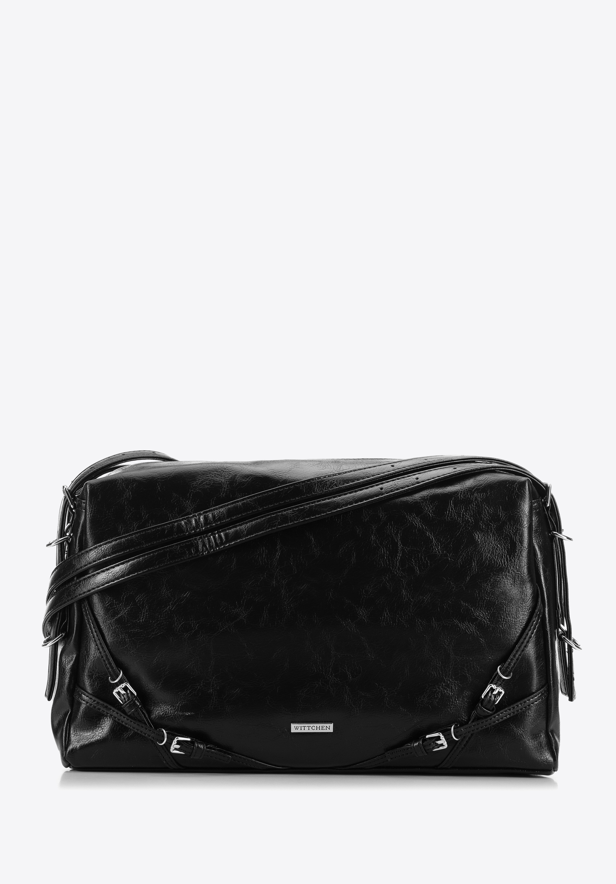 Dámska shopper taška s ozdobnými popruhmi, čierna, 99-4Y-419-1, Obrázok 1