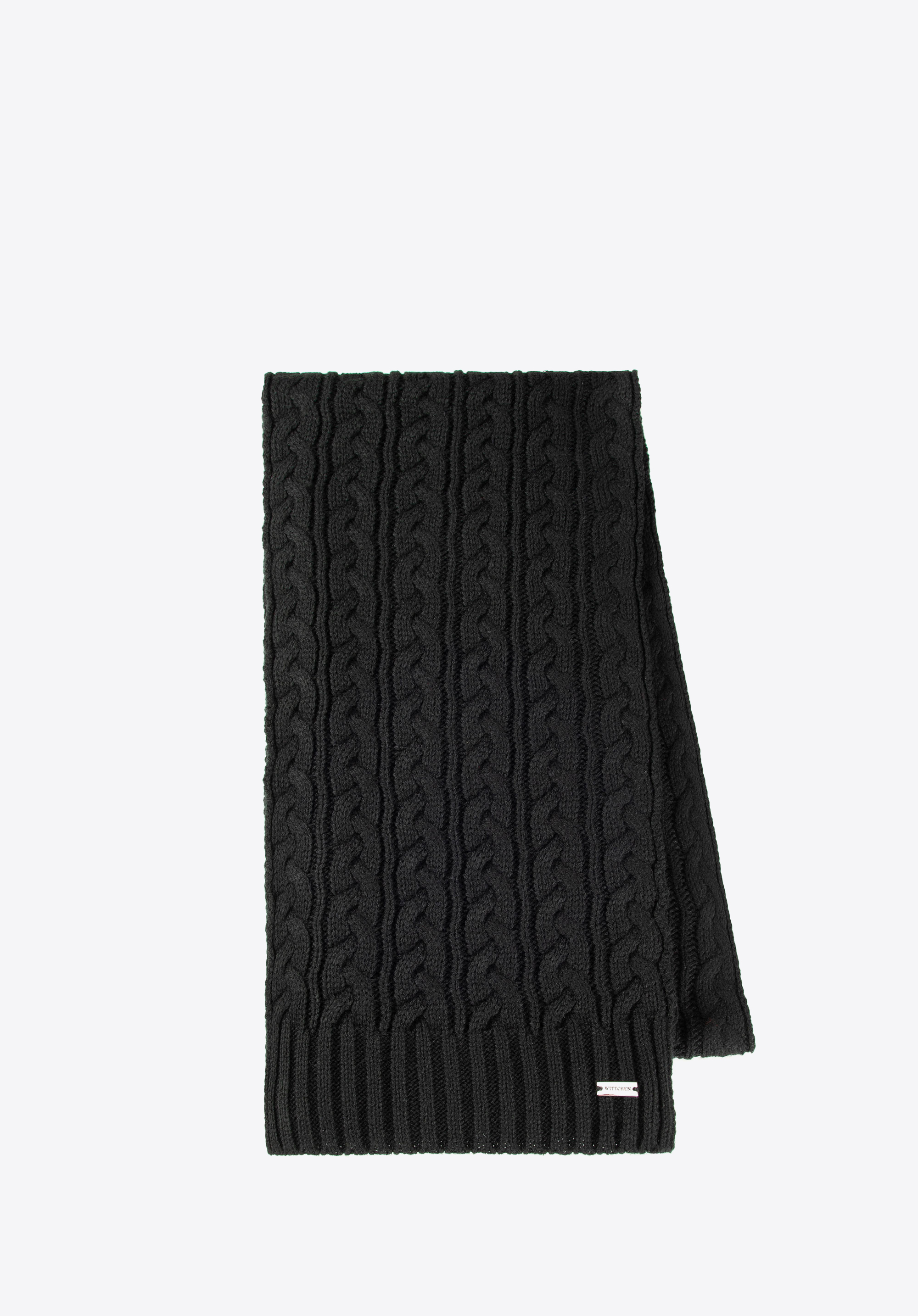 Dámska zimná súprava čiapky a šálu s brmbolcom, čierna, 103-SF-109-1, Obrázok 1