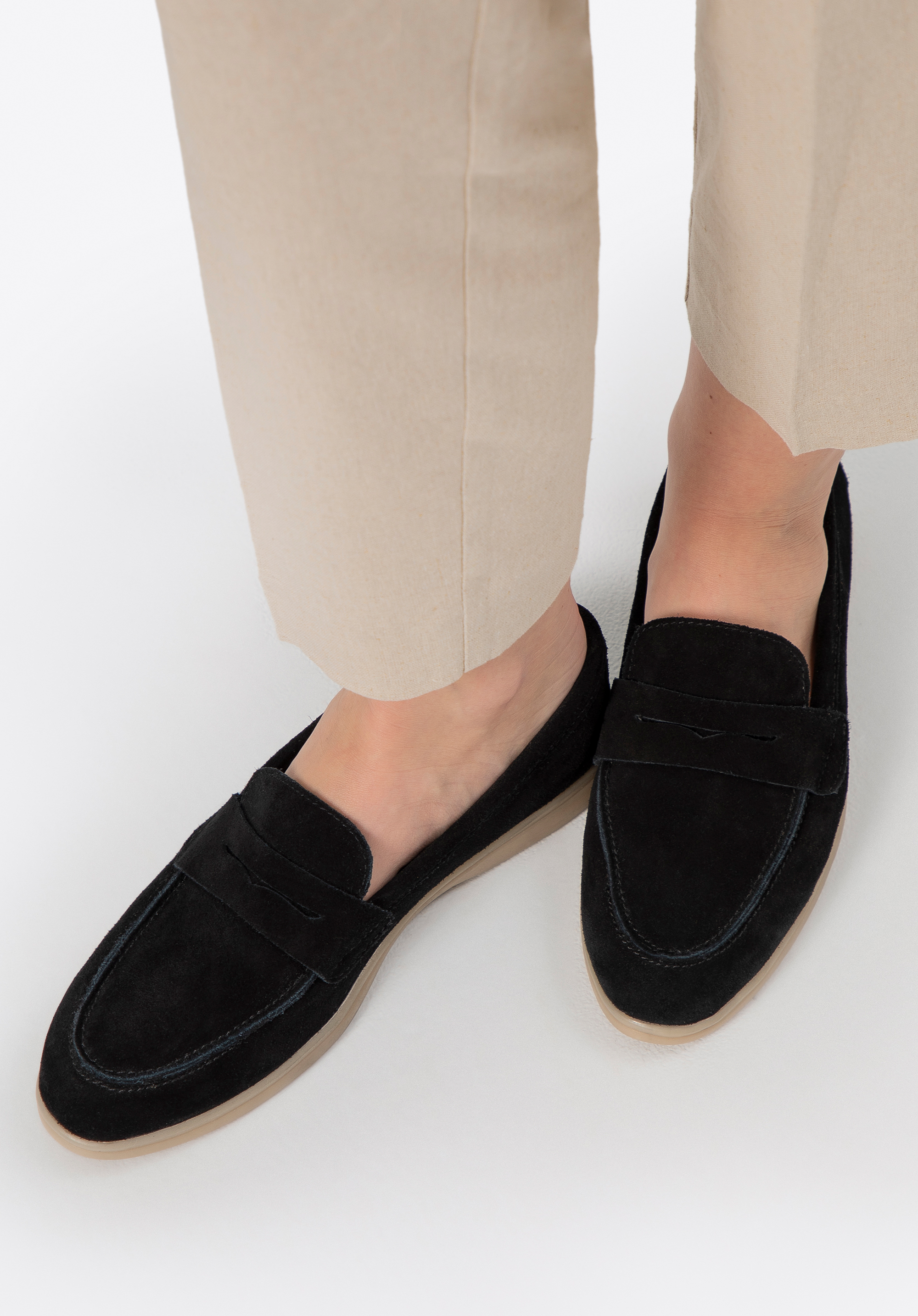 Dámske klasické semišové mokasíny, čierna, 100-D-401-1-39, Obrázok 1