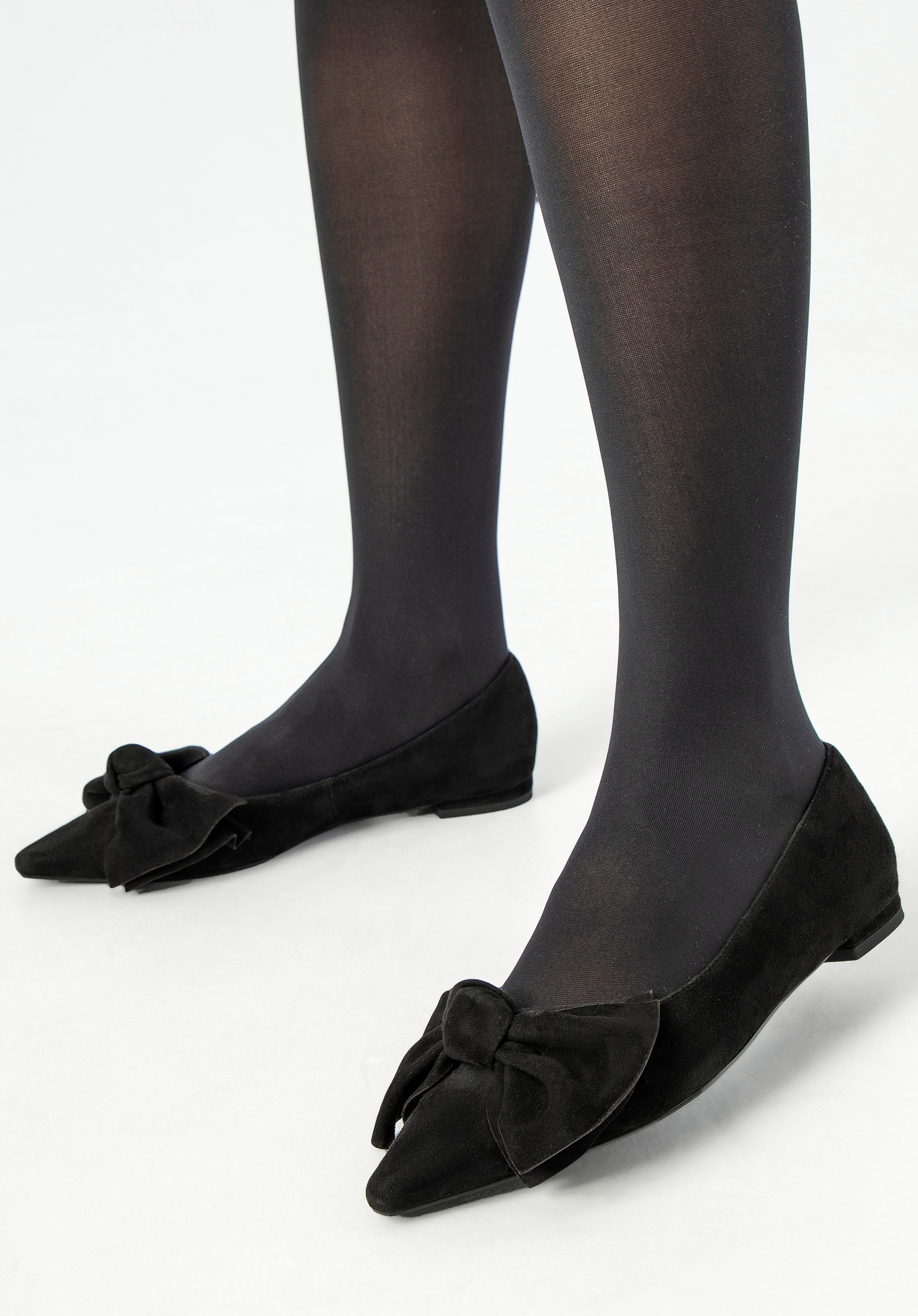 Dámske semišové balerínky s detailom mašle, čierna, 99-D-600-1-36, Obrázok 1