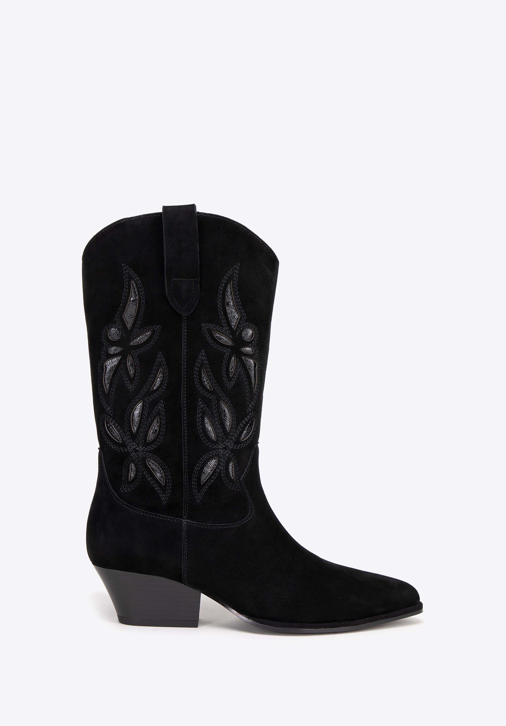 Dámske semišové kovbojské čižmy, čierna, 99-D-956-1-37, Obrázok 1