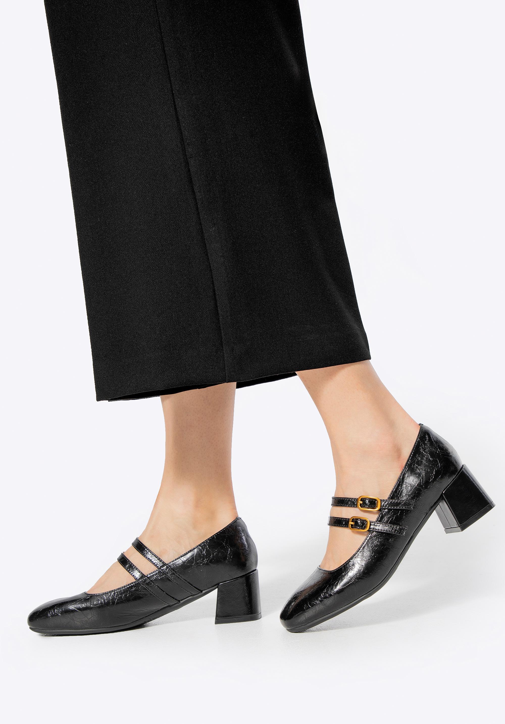 Dámske topánky Mary Jane s nastaviteľnými ramienkami, čierna, 100-D-953-1-39, Obrázok 1