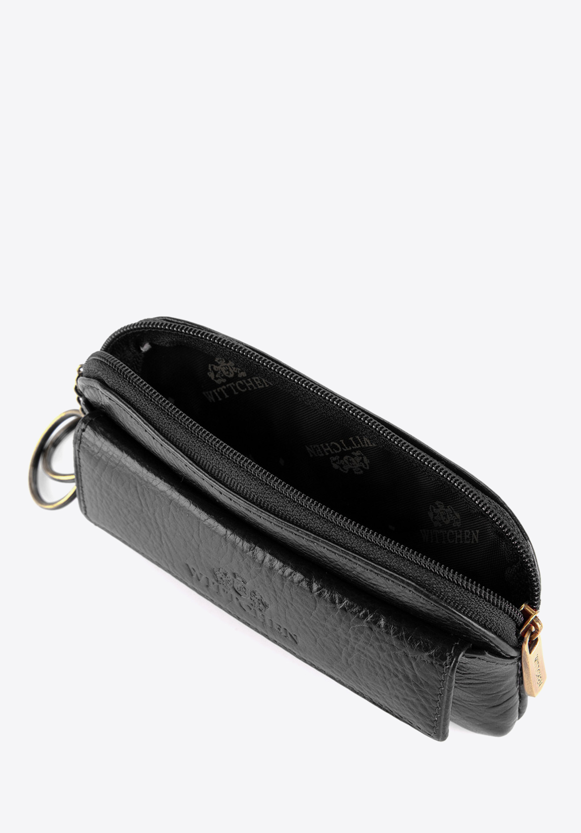 Kožené puzdro na kľúče s vreckom, čierna, 21-2-265-1, Obrázok 1