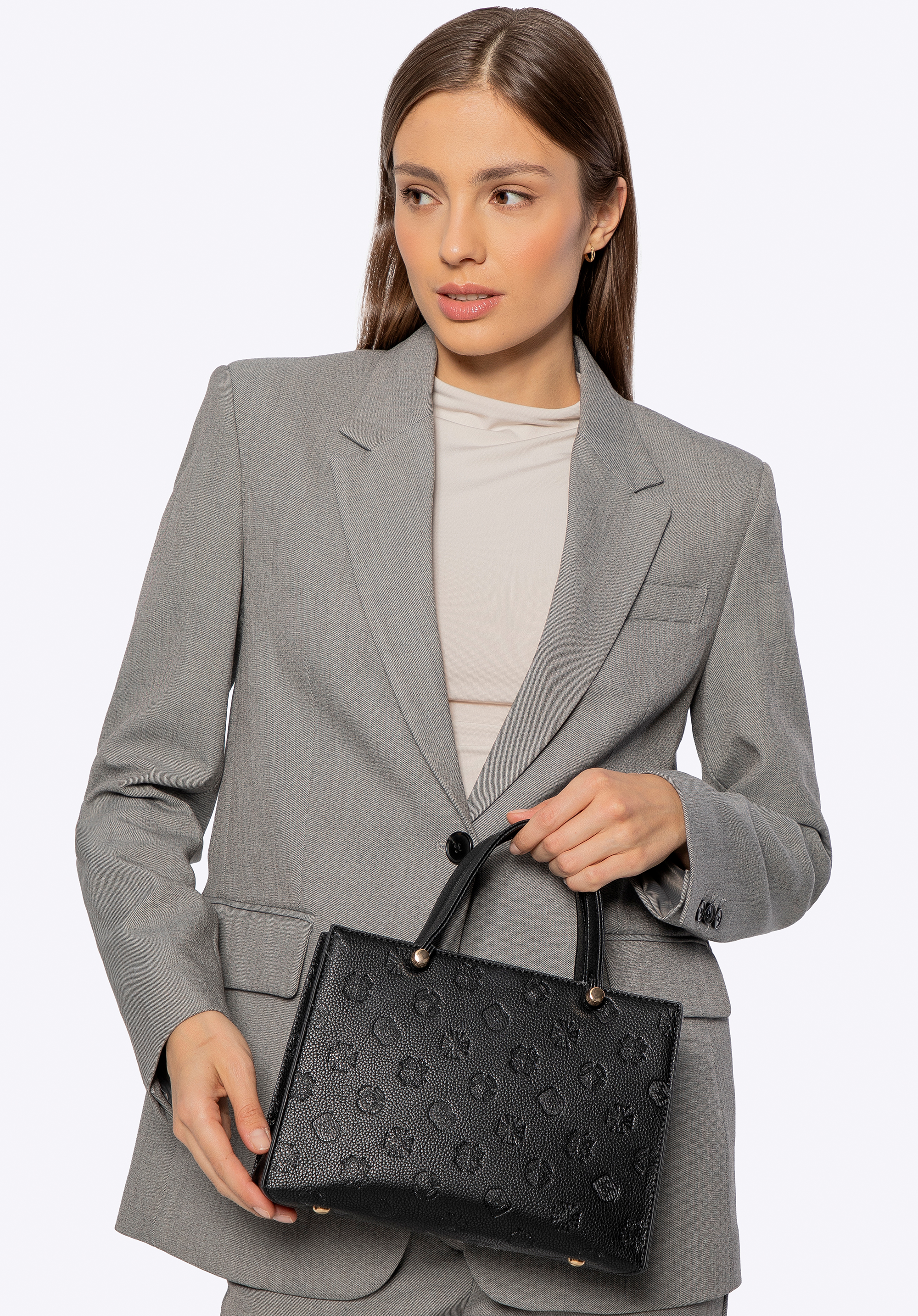 Malá reliéfna taška z umelej kože, čierna, 101-4Y-P03-1, Obrázok 1