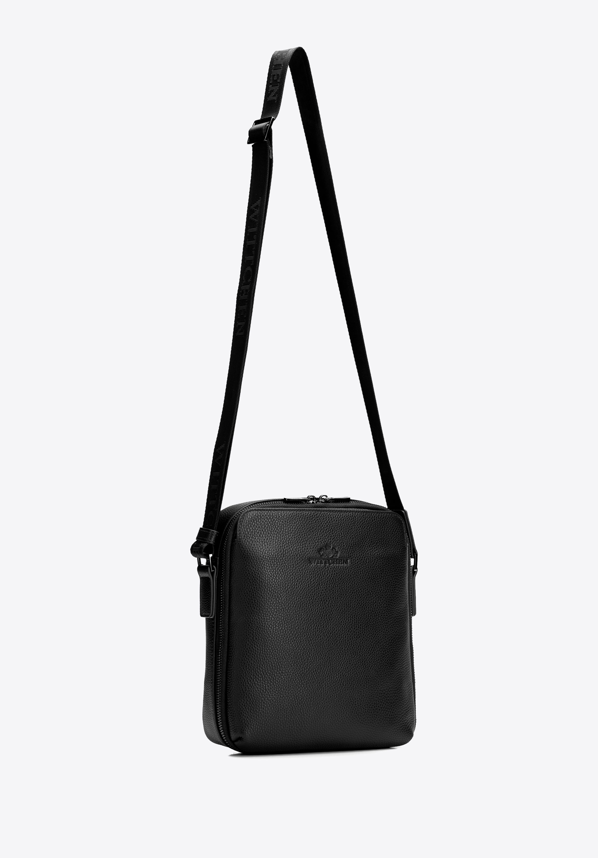 Pánska kožená taška cez rameno, čierna, 29-4U-309-1, Obrázok 1