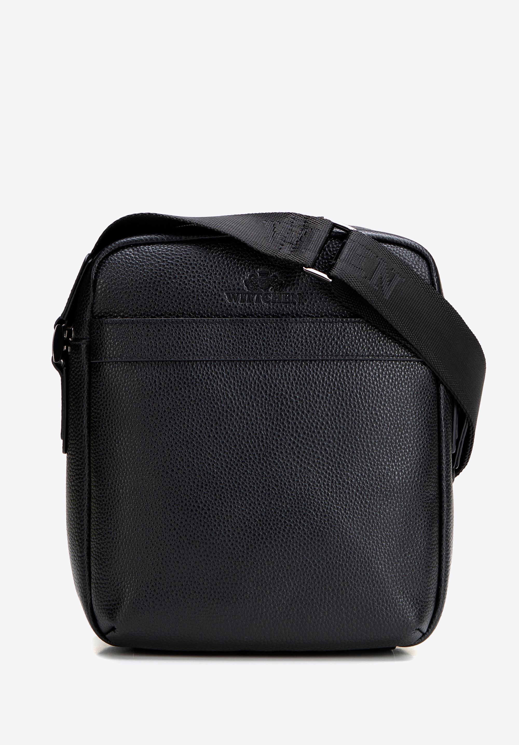 Pánska kožená taška cez rameno s kamienkovým vzorom, čierna, 29-4U-306-1, Obrázok 1